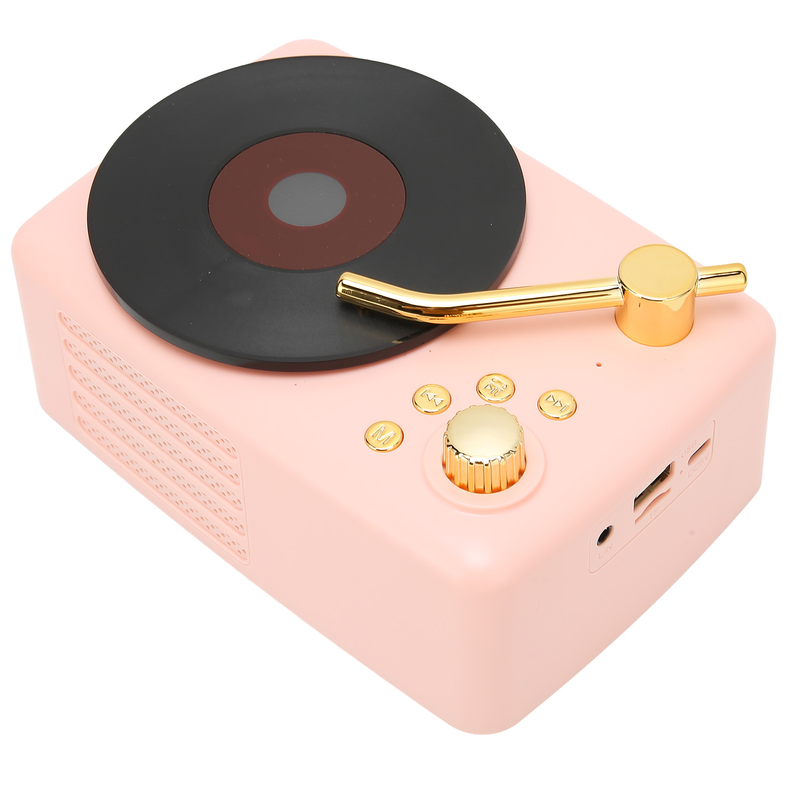 Usb-wiederaufladbarer Stereo-bluetooth-lautsprecher, Retro-schallplatten-design, Mini-tragbarer Kabelloser Lautsprecher Für Zuhause, Partys Und Reisen (rosa)