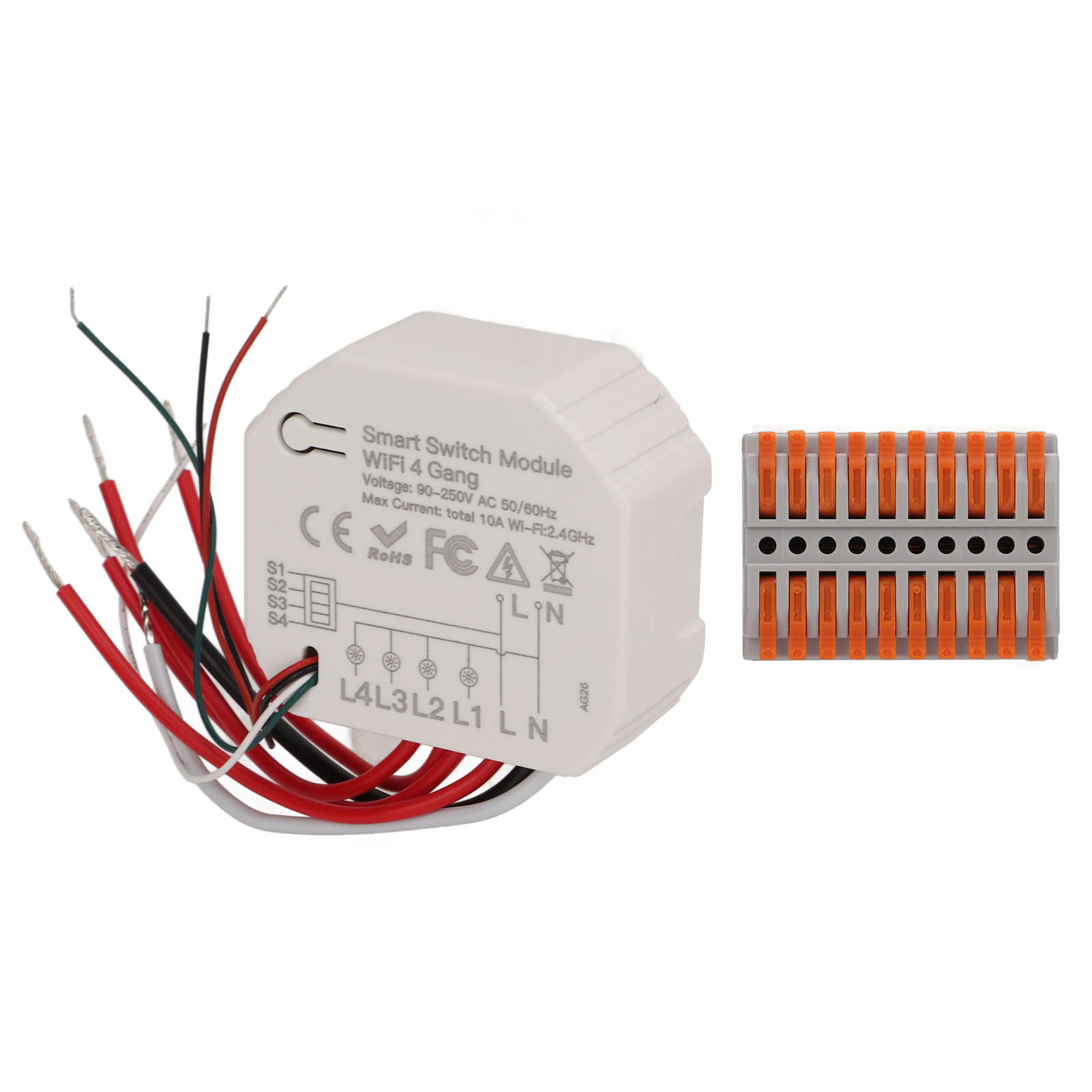 Intelligentes 4-kanal-schaltmodul Mit 2,4-ghz-wlan-fernbedienung Und 90–250-v-wechselstrom-timer