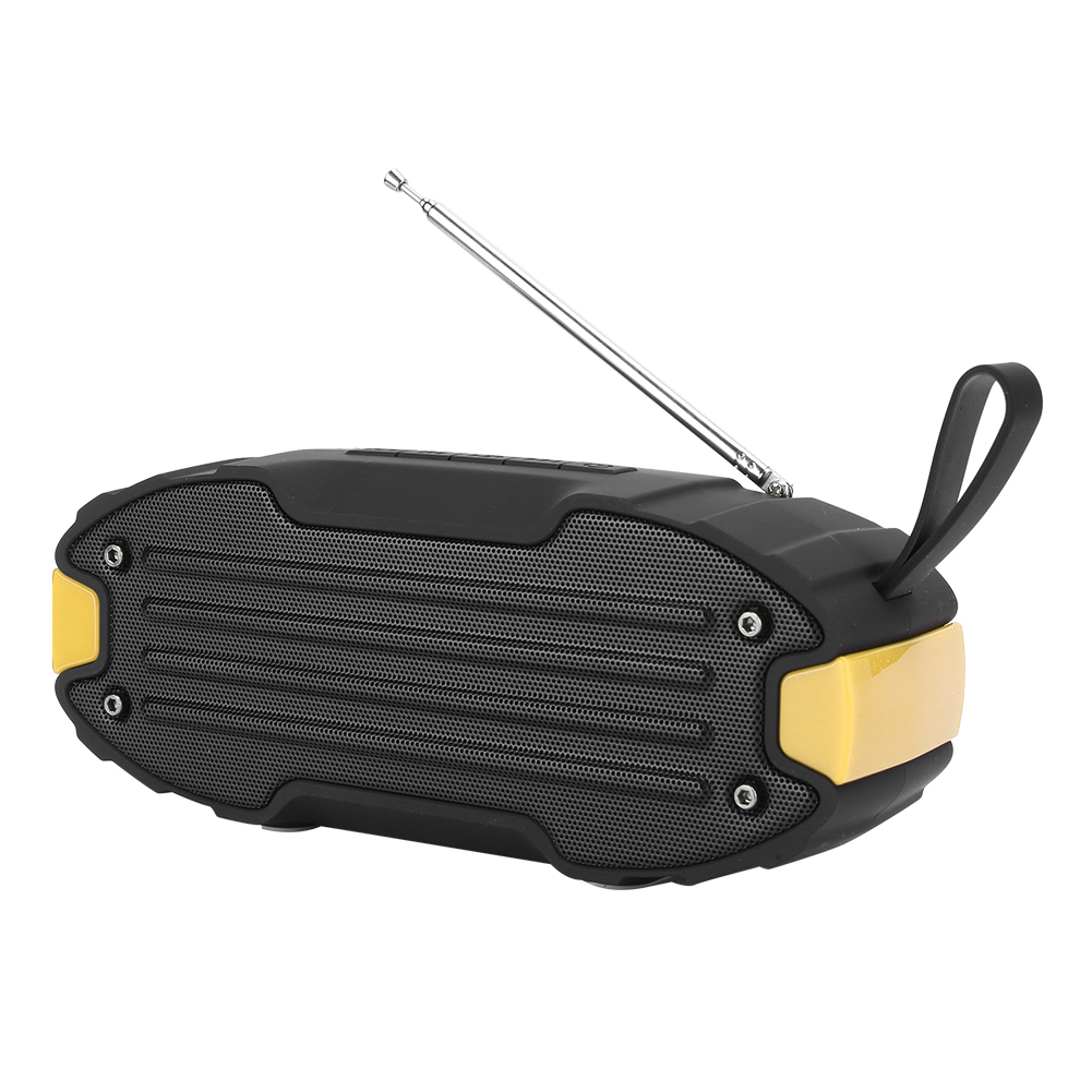 Kabelloser Bluetooth-lautsprecher Mit Bass, Ideal Für Outdoor-radtouren, Mit Speicherkarte, Fm-radio Und Gelbem Audiocase.