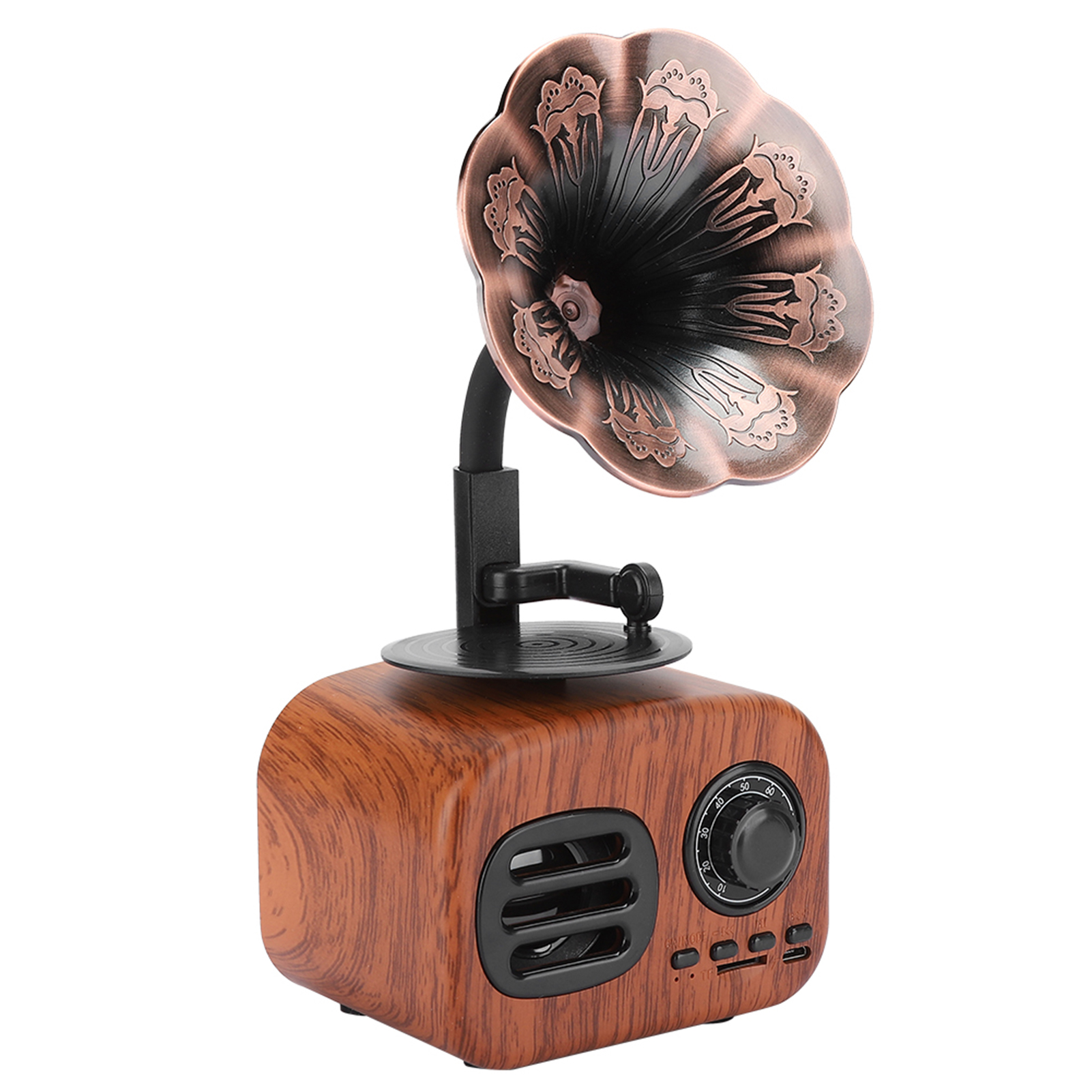 Mini-retro-bluetooth-lautsprecher, Tragbar Und Smart, Musikplayer Für Desktop- Und Laptop-computer, Walnussfarbe