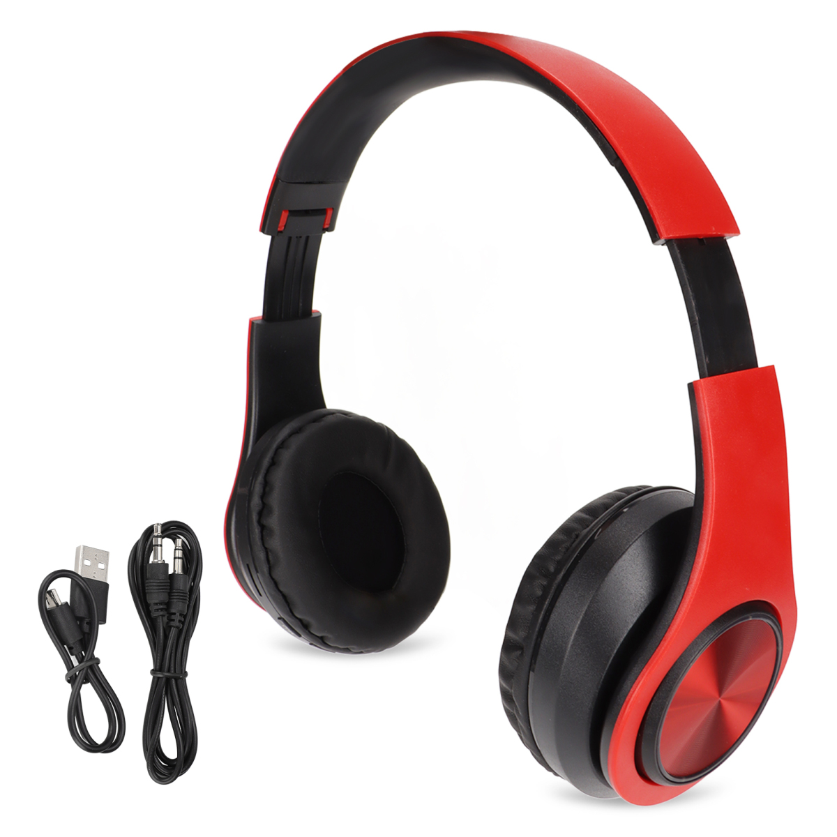 Kabelloser Stereo-kopfhörer Mit Geräuschunterdrückung, Faltbar, Bluetooth, Für Mobiltelefon, Pc, Reisen Und Gaming, Rot-schwarz.