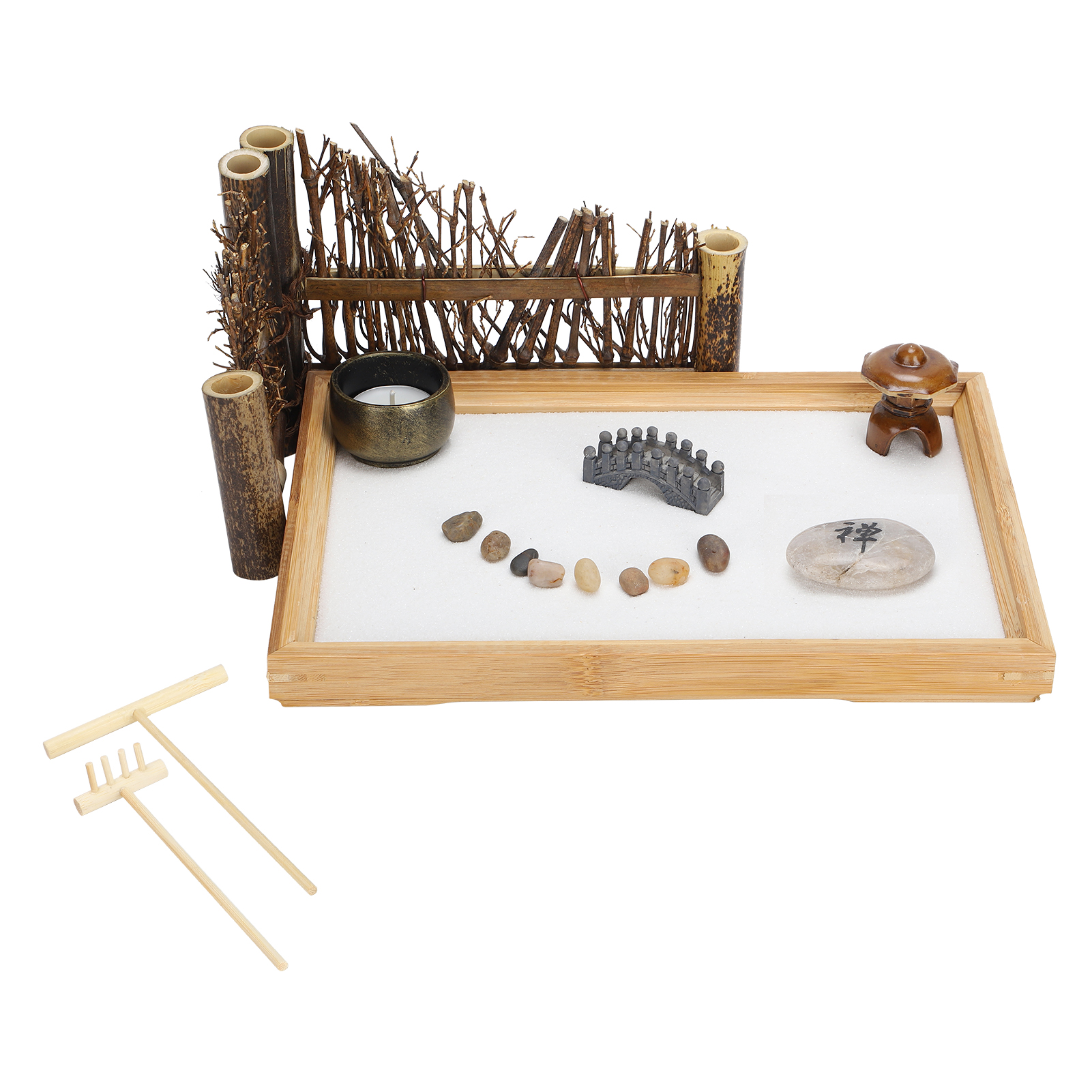 Bambustablett Für Den Zen-garten, Rechen Für Weißen Sand, Werkzeuge, Zen-sandgarten-set, Dekoration, Ornament