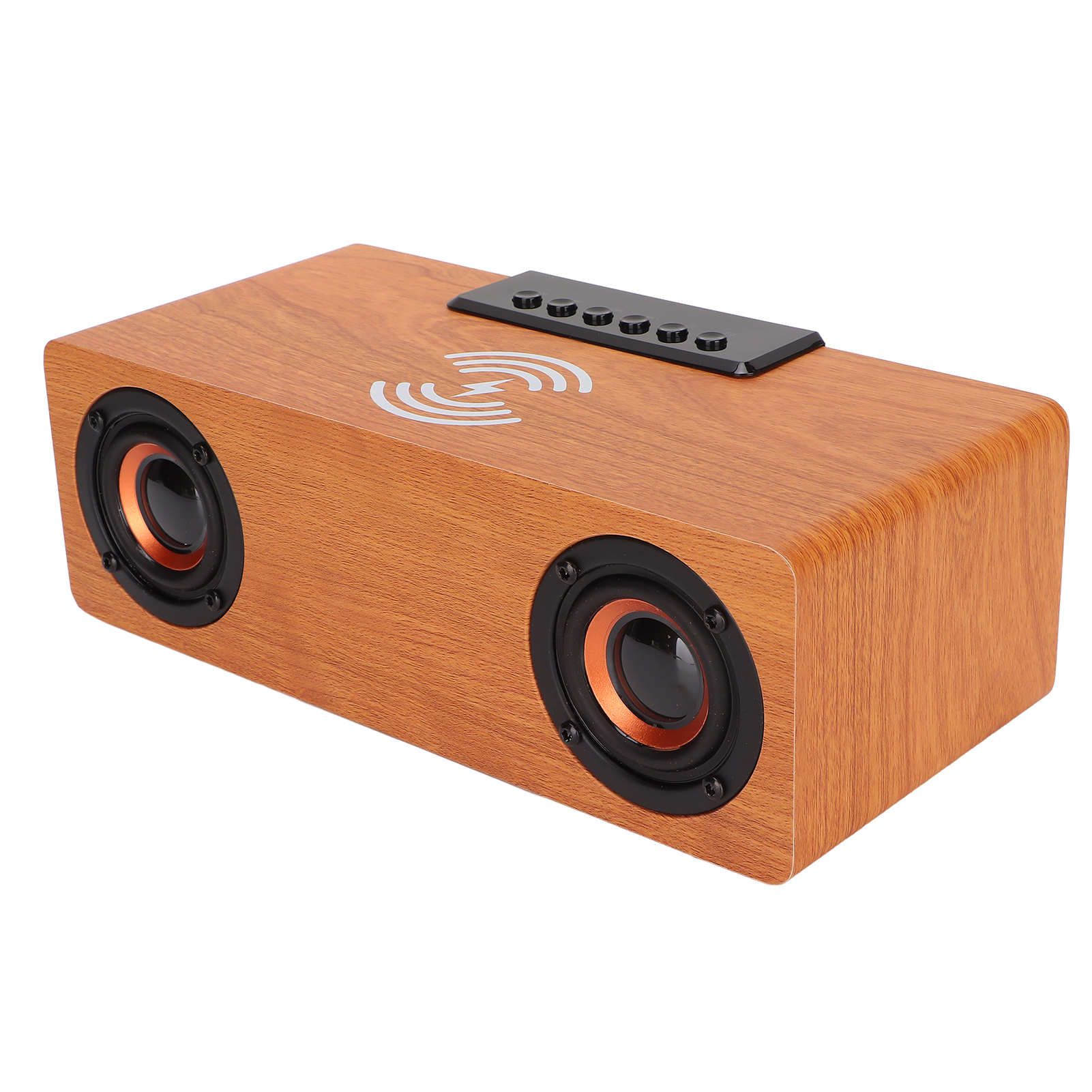 10-watt-bluetooth-lautsprecher Mit Kabellosem Ladegerät, Retro-holzwecker, Für Smartphones Und Tablets, Farbe: Hellwalnuss
