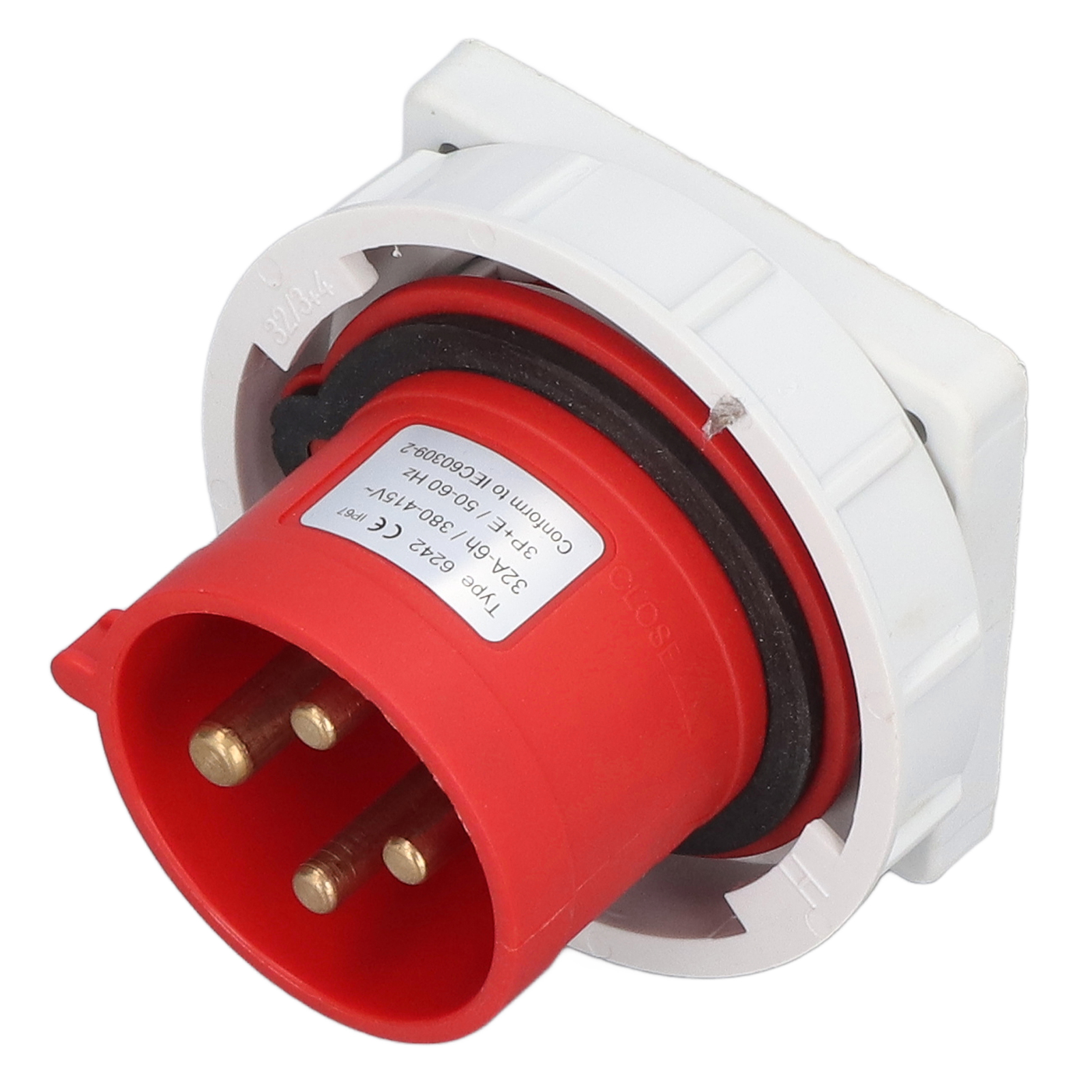 Wasserdichter Industriestecker Aus Nylon Und Messing, 4-poliger 3p+e-luftfahrtstromanschluss, Wechselstrom 380–415 V, 32 A