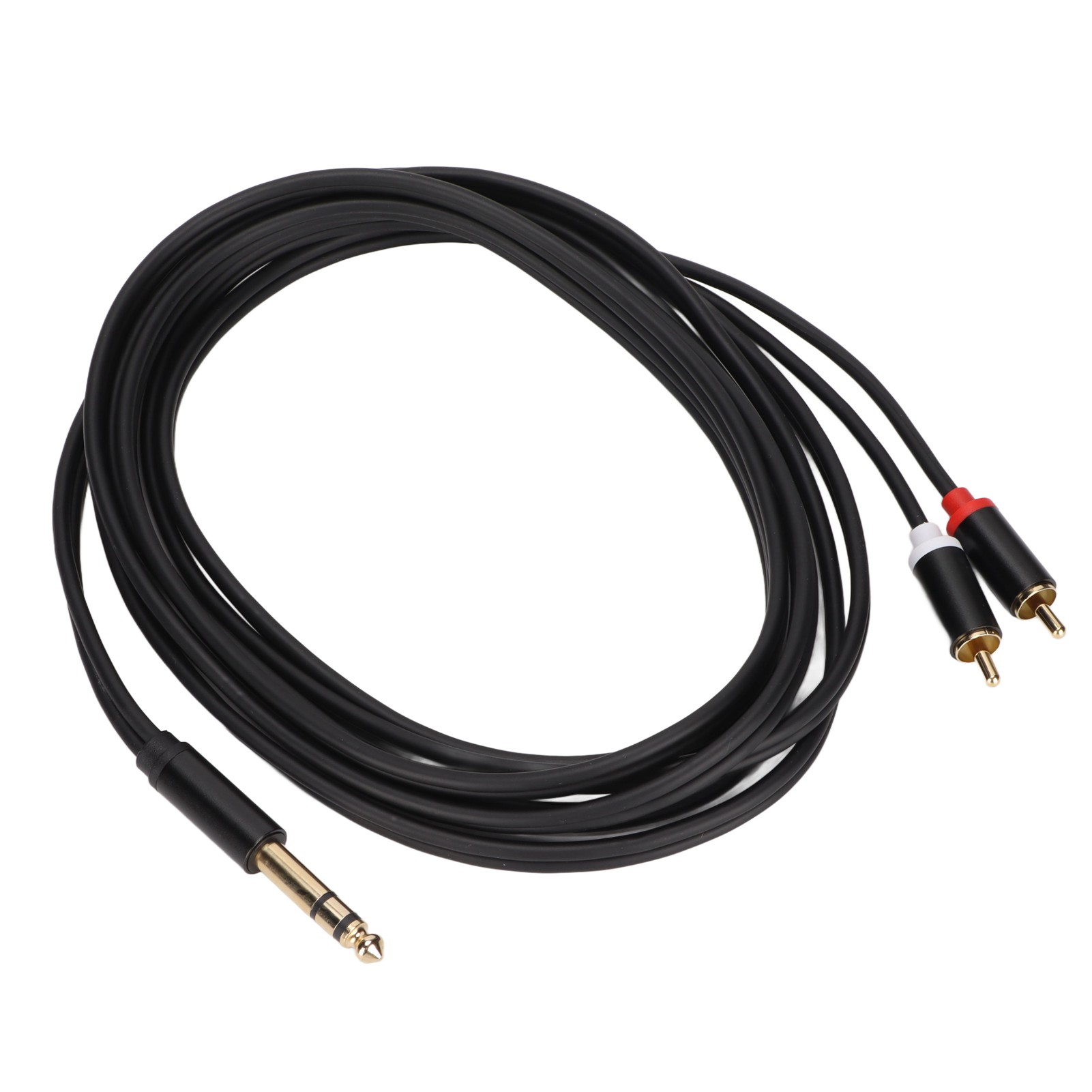 Vergoldetes 6,35-mm-klinkenstecker-auf-2-rca-stecker-kabel, Y-förmiger Stereo-audioadapter, 3 M Rca-kabel