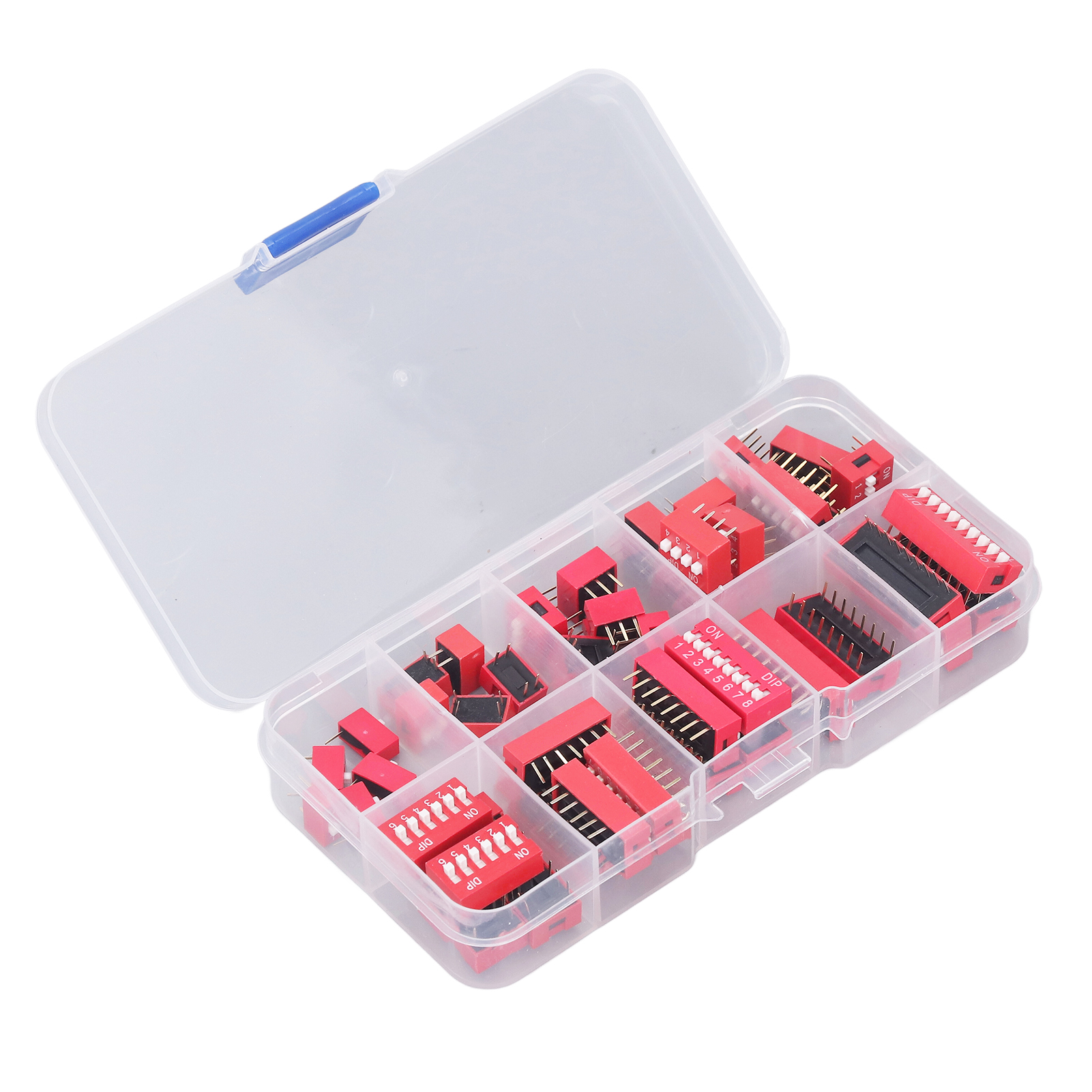 Set Mit 45 Verschiedenen Dip-schaltern (ein/aus, Kippschalter, 2,54 Mm Rastermaß, Positionen 1 Bis 9) Für Steckplatinen
