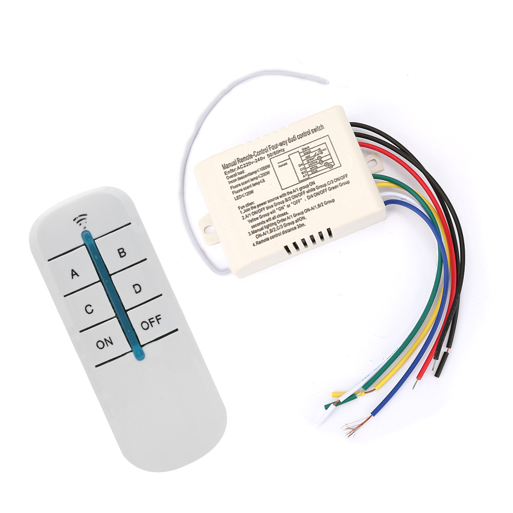 Digitaler Drahtloser 220-v-fernschalter Mit Empfänger Und Sender Für Wandbeleuchtung, 4 Ein-/aus-positionen