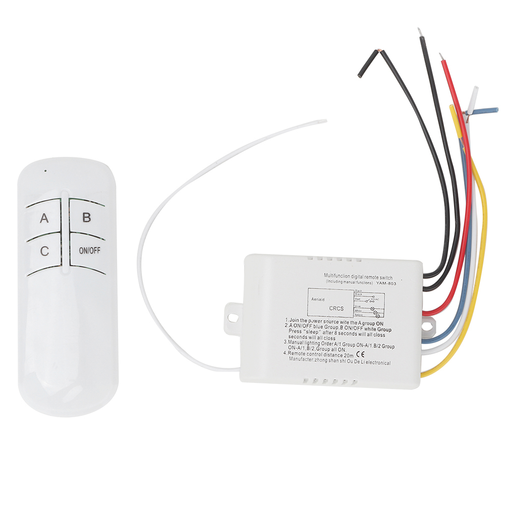 220v Digitaler Drahtloser Fernbedienungsschalter Mit Empfänger Und Sender Für 3-positionen (ein/aus) Wandbeleuchtung.