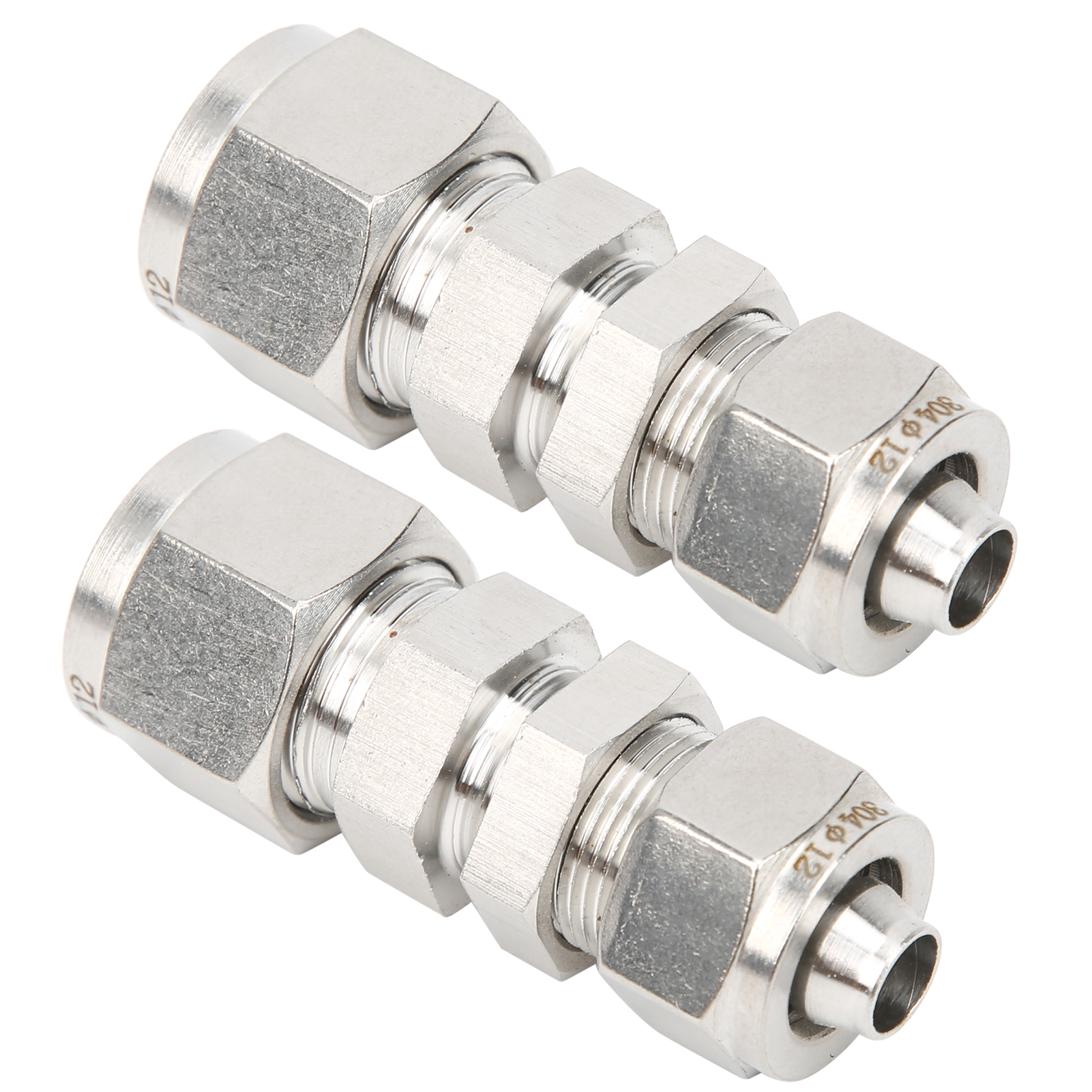 Kompressions-schottverschraubung Mit 2 Klemmringen, Gerader Verbinder Mit 2 Kontaktpunkten, Edelstahl 304, Ф12x8