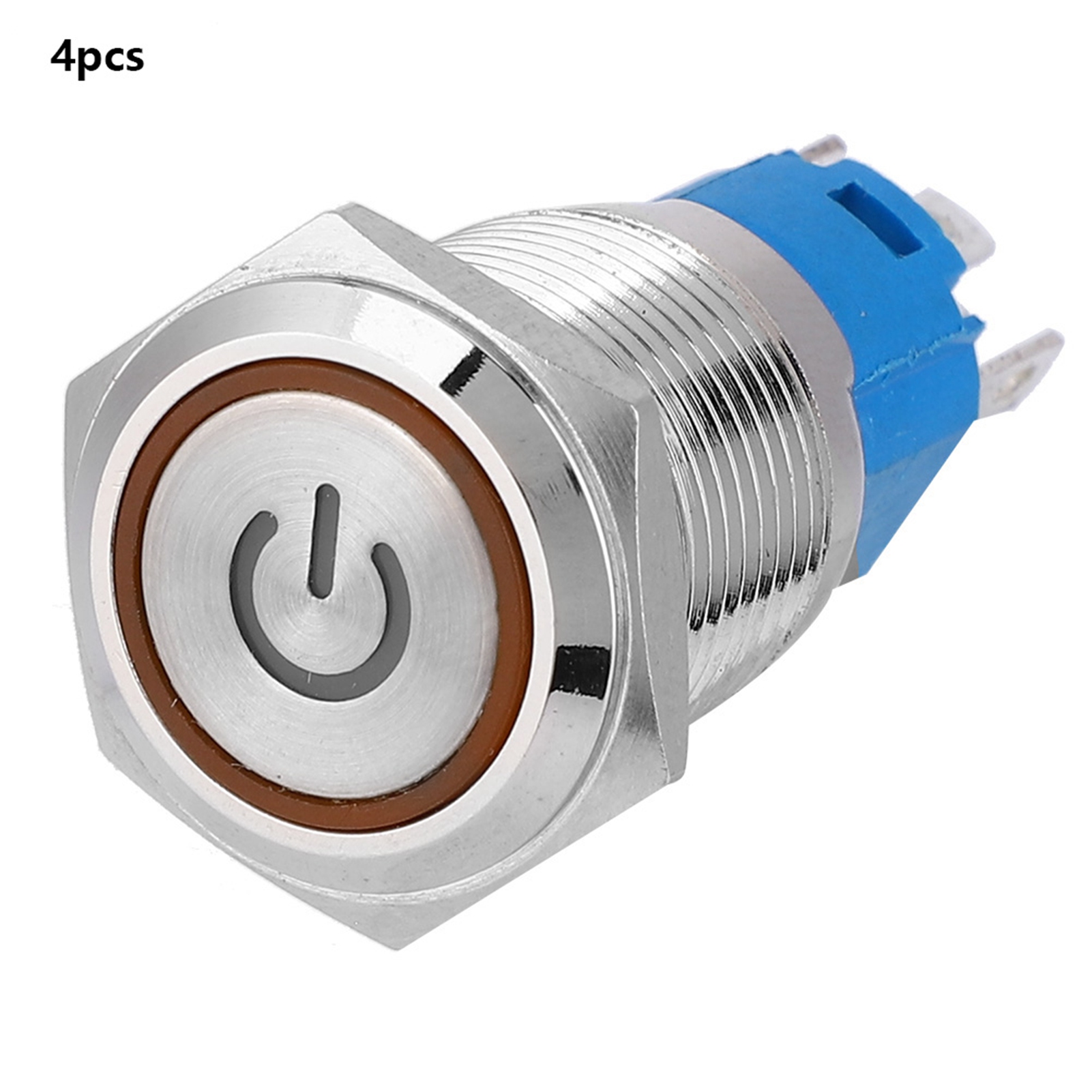 Gelber Led-ring-druckknopf, Flacher Runder Kopf, Automatische Rückstellung, Mit Betriebssymbol, 16 Mm, 12 V