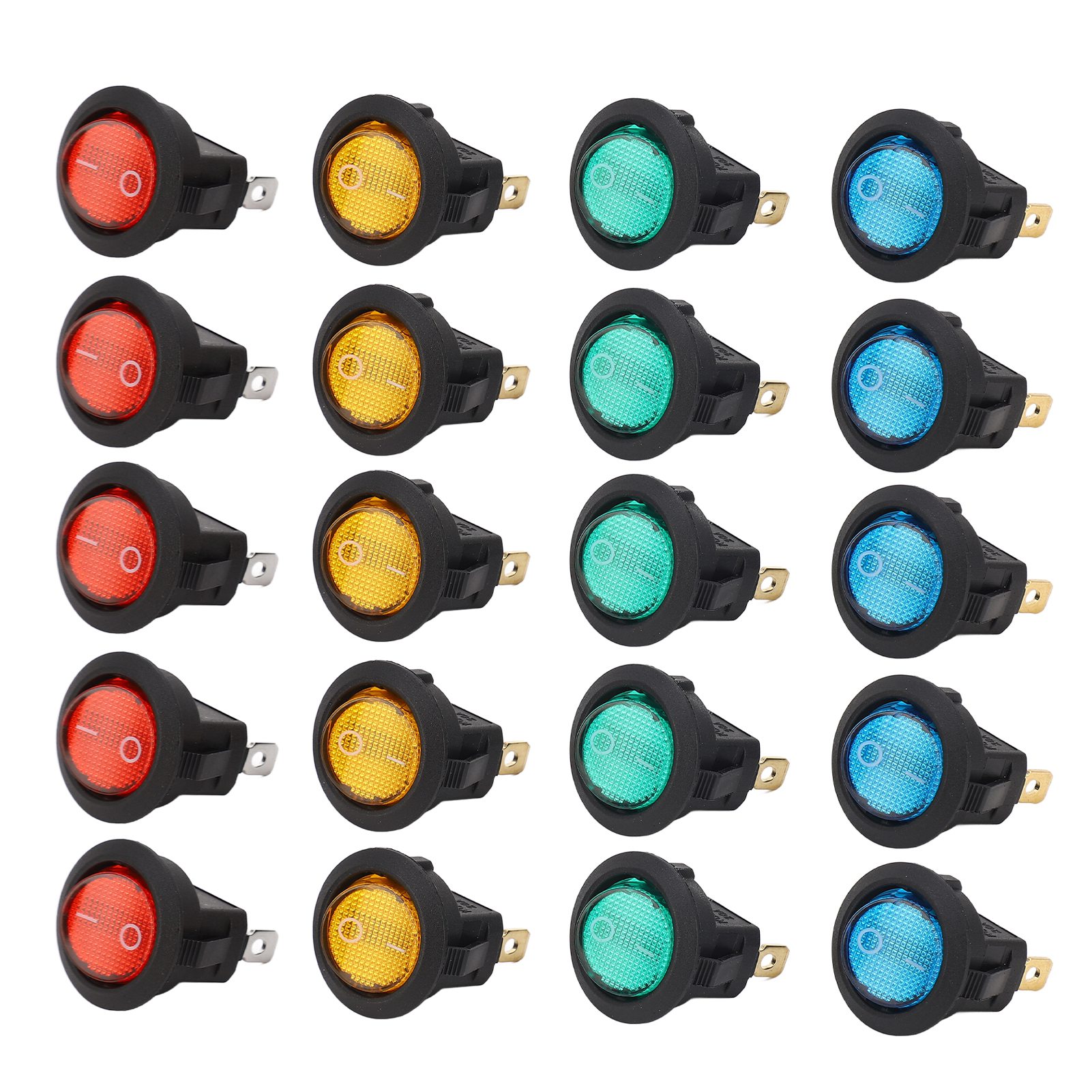 Packung Mit 20 Runden Kippschaltern Für Leds, 3 Pins, 2 Positionen, 20 Mm, Für Led-autobeleuchtung, 12 V