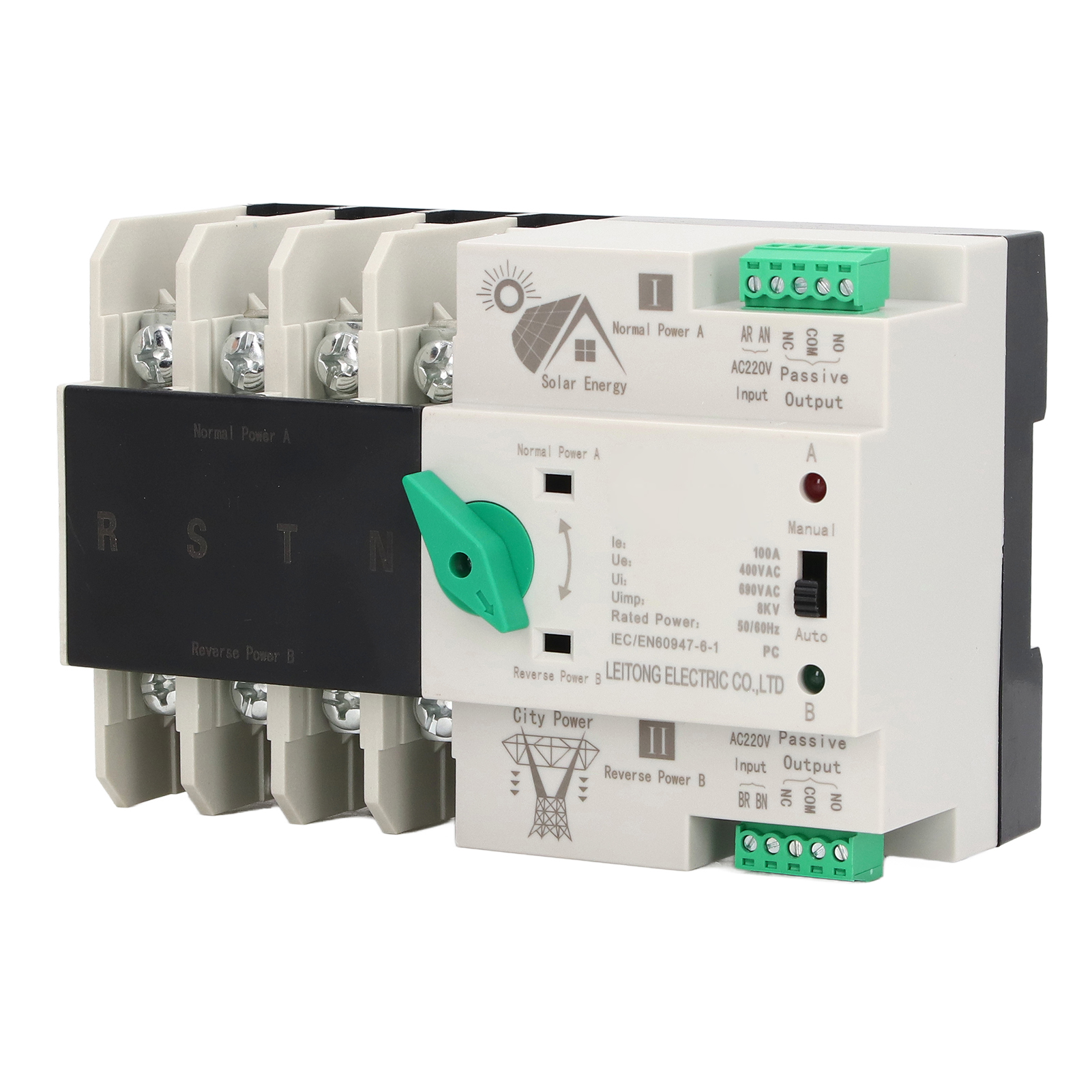 Automatischer 4-poliger Dual-power-umschalter, Millisekundenschaltung, Schneller Pv-zu-ac220v-100a-controller
