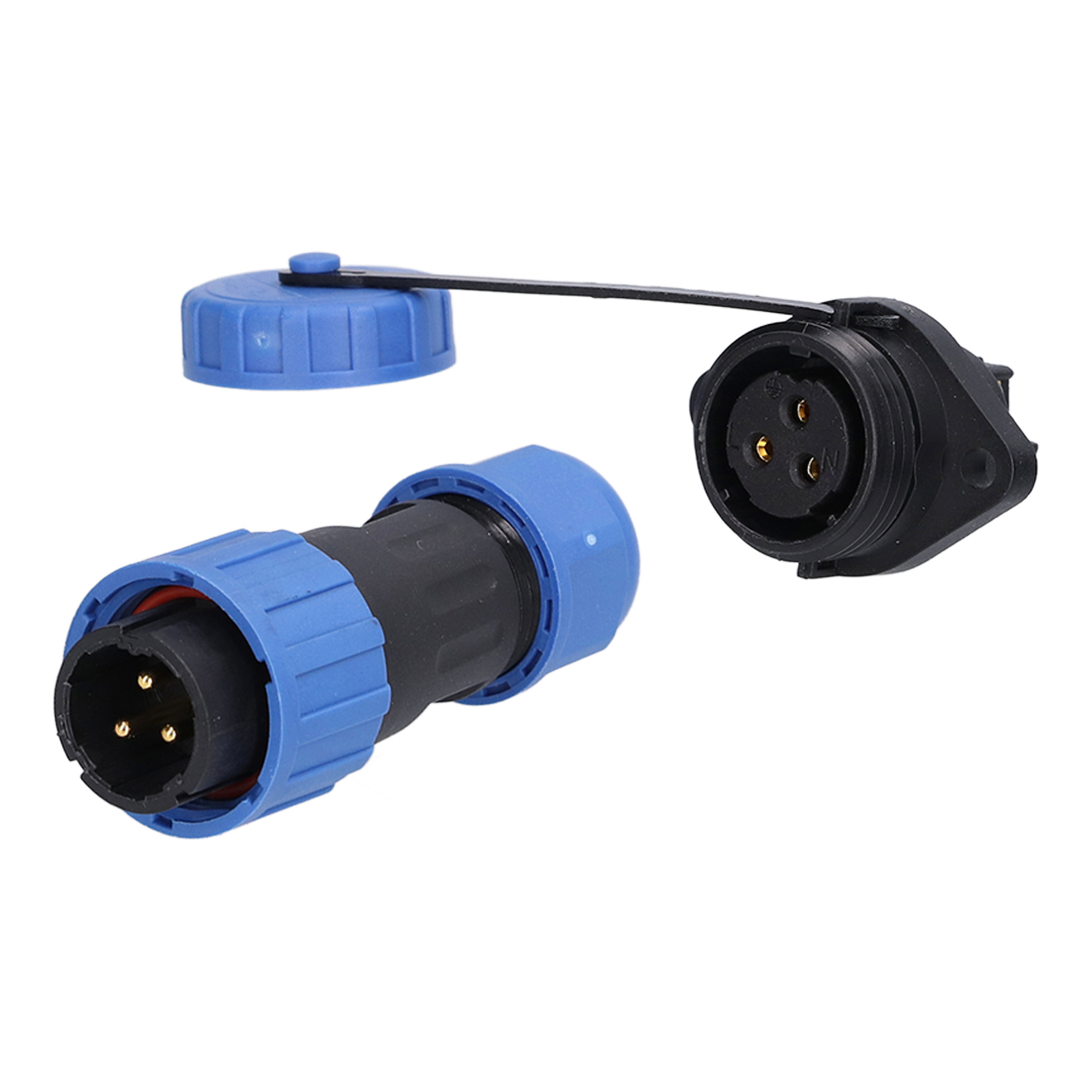 Wasserdichter 3-poliger Luftfahrt-stromanschluss (stecker/buchse) Für Computer, 250 V, 10 A