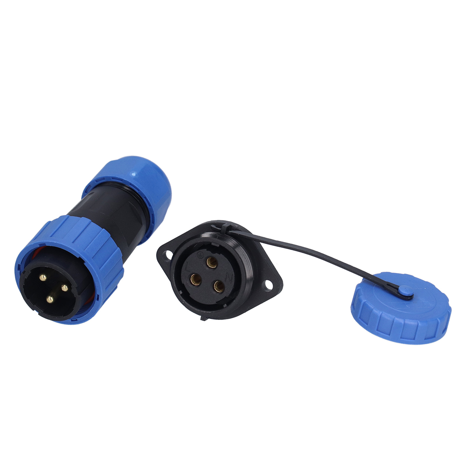 Ip68 Wasserdichter Luftfahrt-stromanschluss Mit Flansch Und Stoßanschluss 250 V 612 Mm Lp20 (3 Pins)