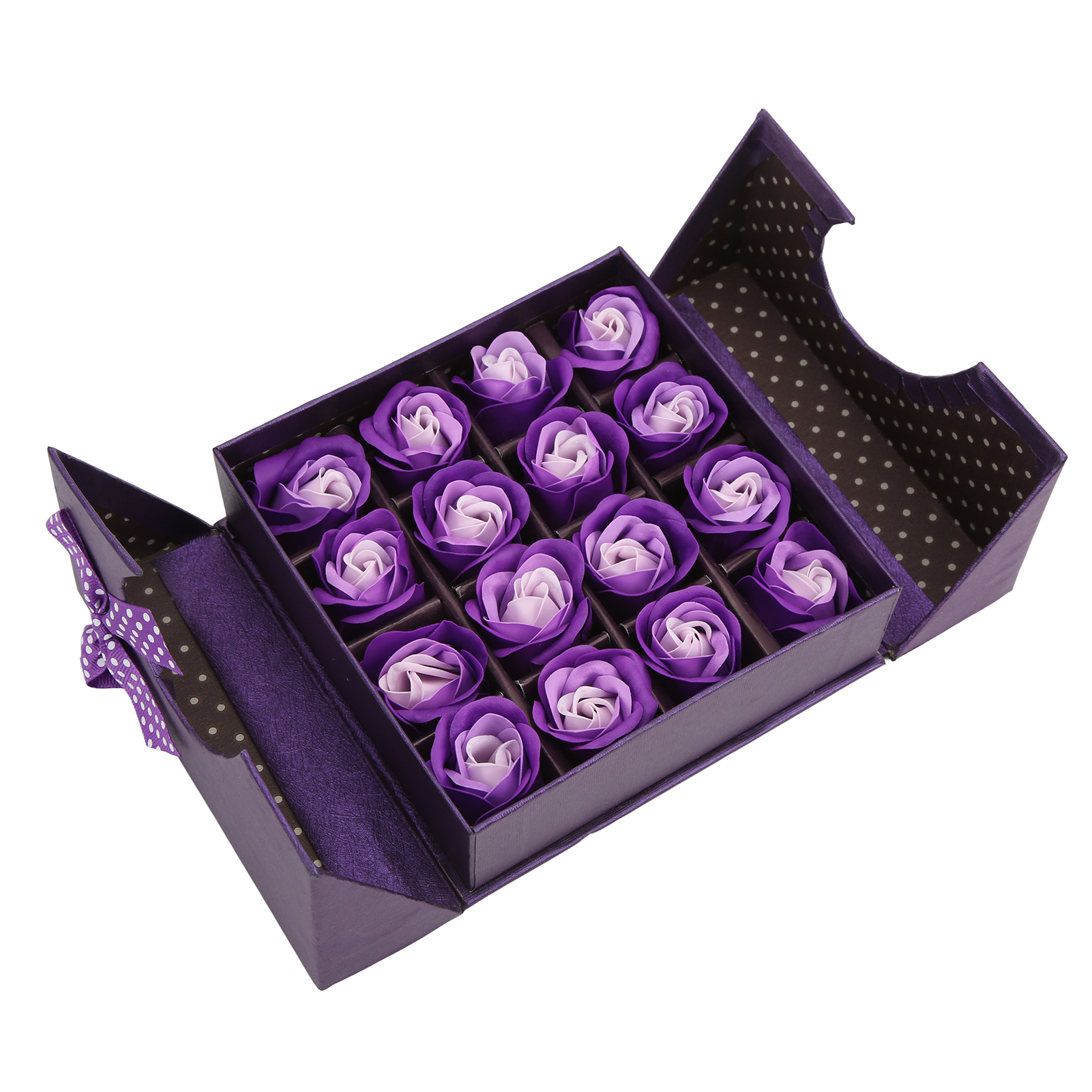 Set Mit 16 Eleganten Und Duftenden, Dekorativen Rosenseifen Mit Lila Blüten, Ideal Fürs Badezimmer. Perfektes Geschenk.