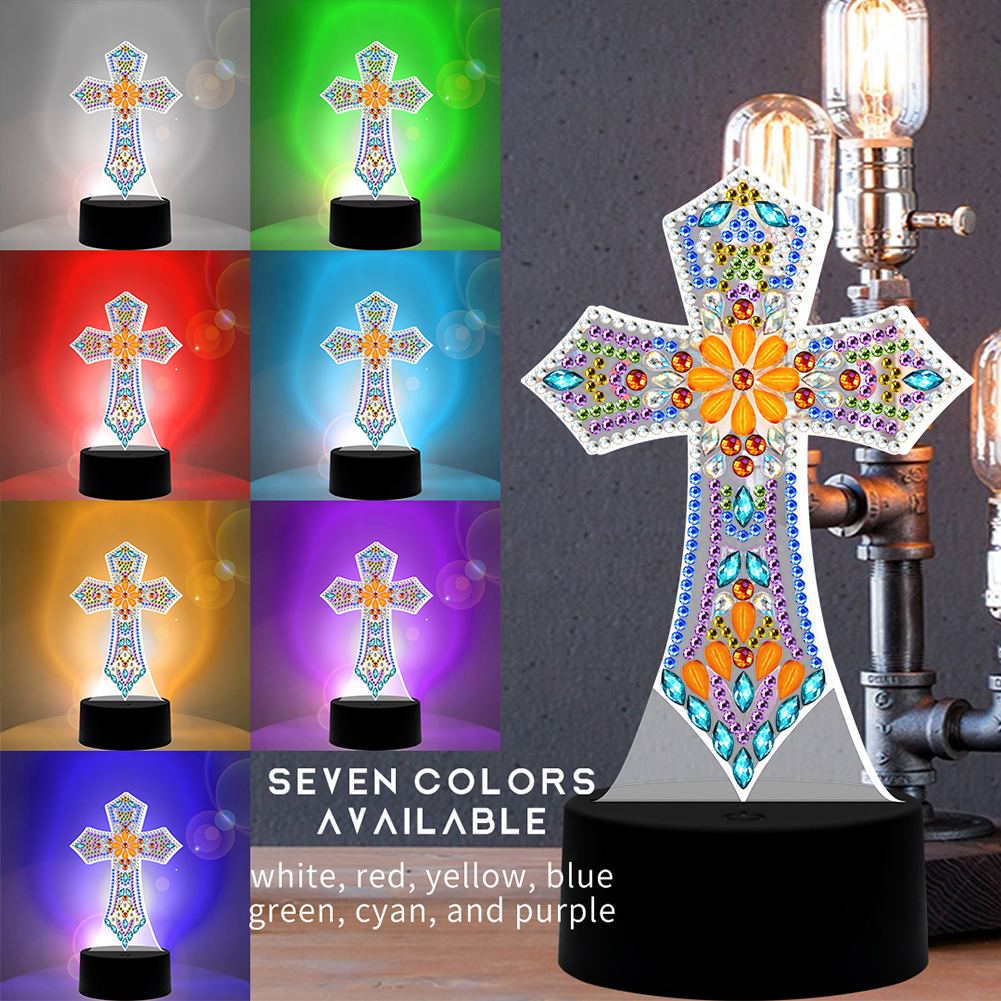 Diy-diamantmalerei, 7-farbiges Led-nachtlicht, Diamantstickerei, Heimdekoration Dp03
