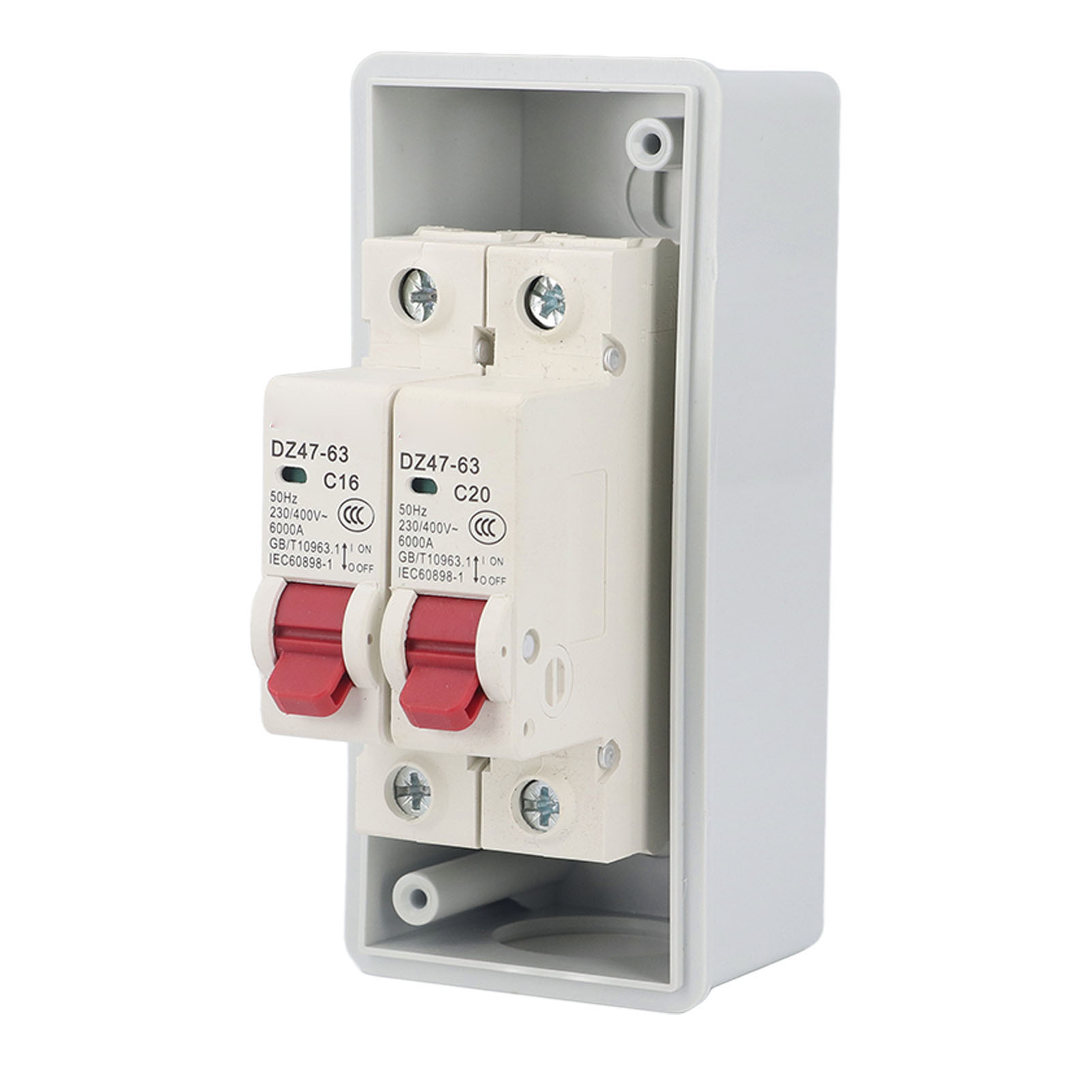 Sg Wetterfester Außenverteilerkasten, Typ-c-leistungsschalter, 2-fach, 230 V Ac/400 V, C16+c20