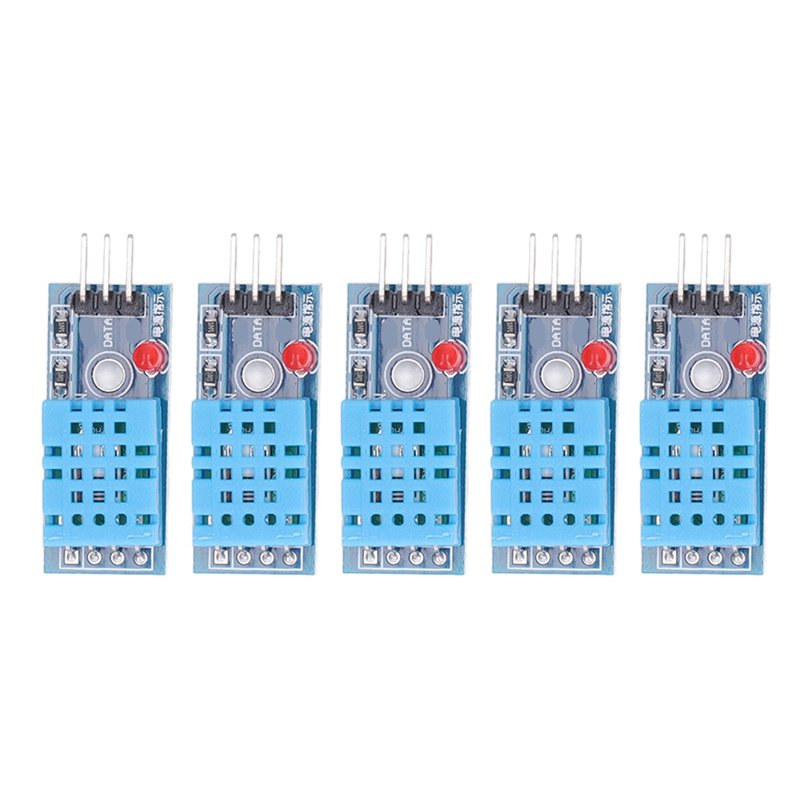 5-teiliger Temperatur- Und Feuchtigkeitssensor, Hochempfindliches, Störungsfreies Digitales Sensormodul Für Gewächshäuser, Adapterplatte Mit Lampe Und Anschlusskabel.