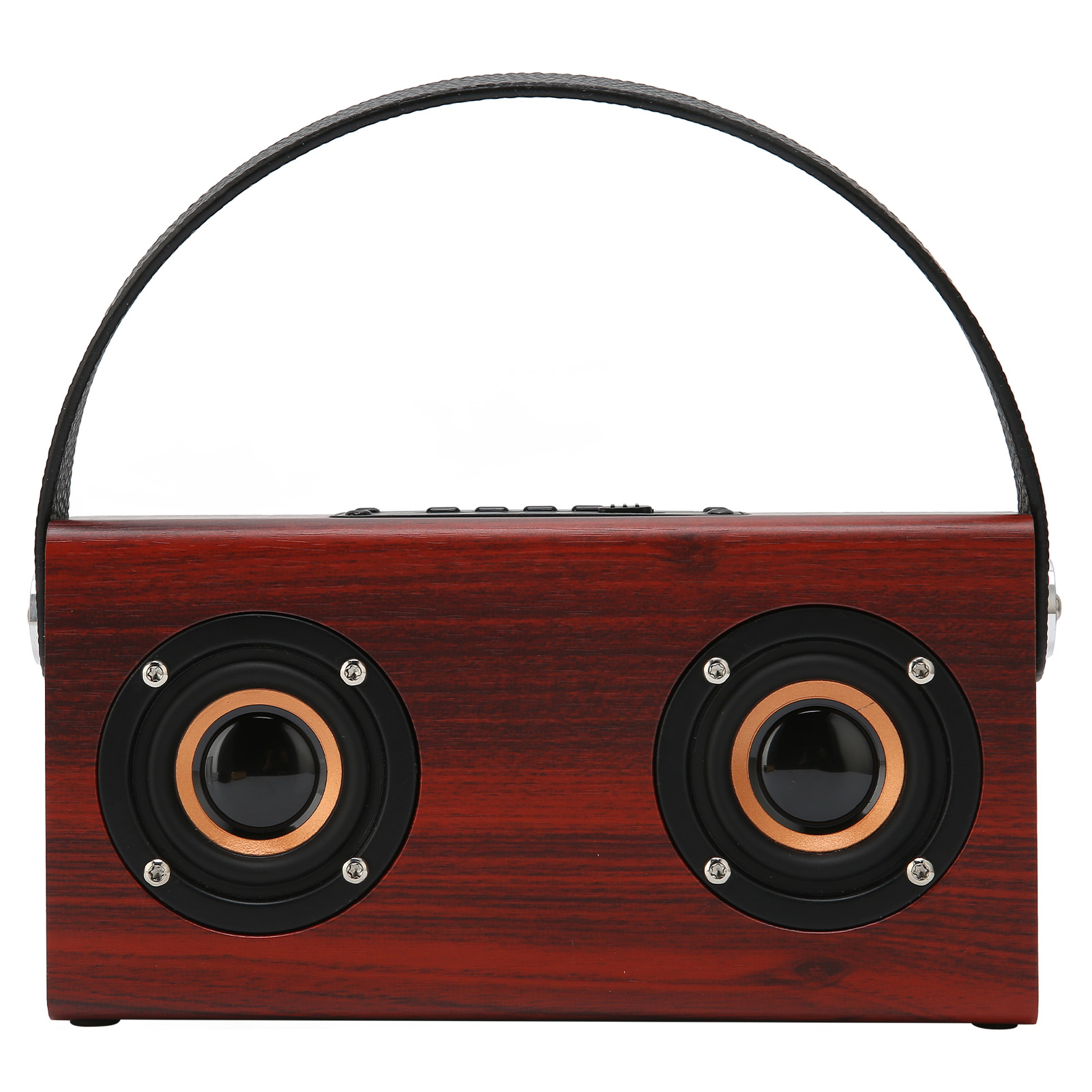 Tragbarer Stereo-bluetooth-lautsprecher Aus Holz Im Vintage-stil, Ideal Für Den Außenbereich, Mahagoni-finish. Freisprechfunktion.