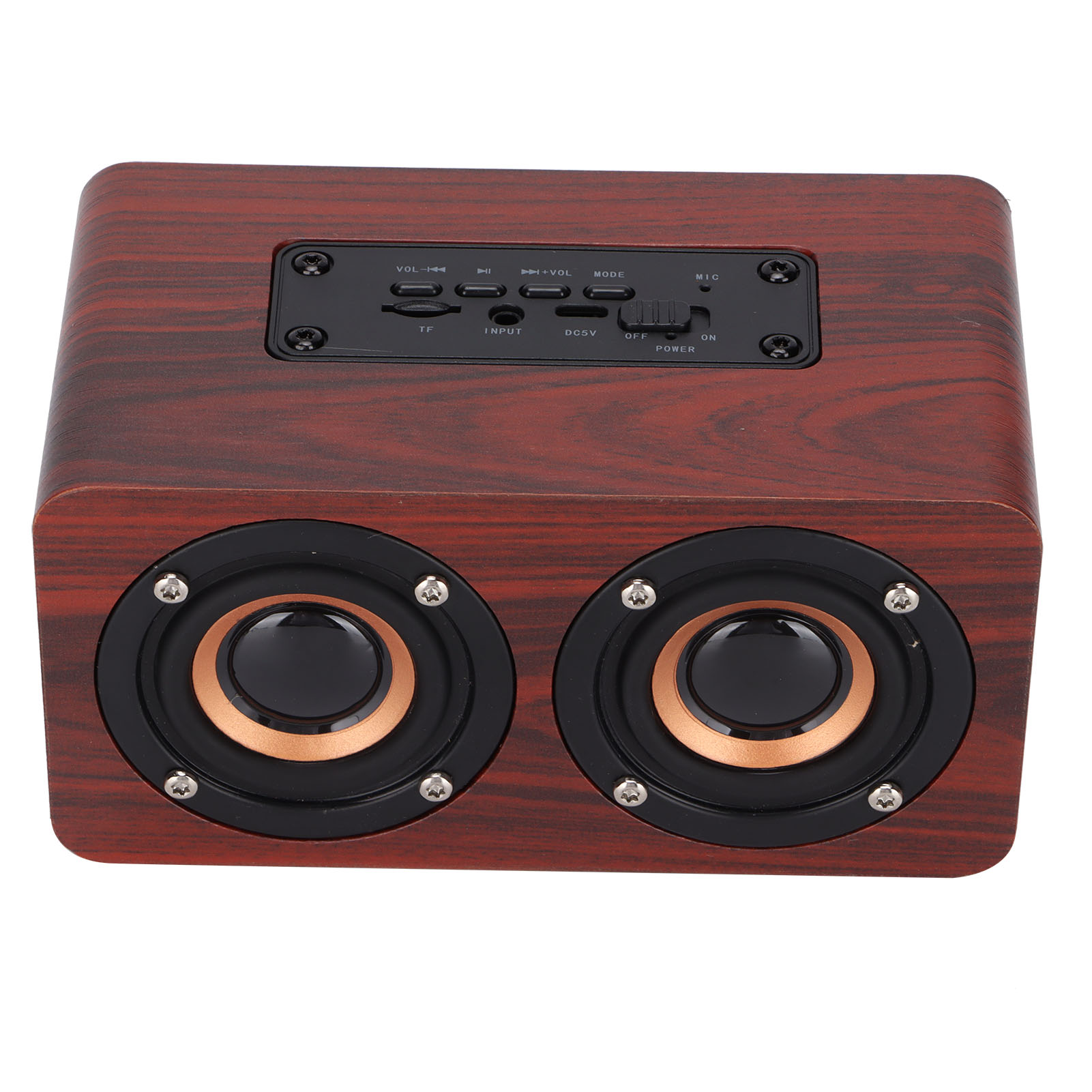 Kabelloser Retro-bluetooth-lautsprecher Mit Subwoofer Und Stereo-aux-eingang Für Tablet/heimnetzwerk – Braune Holzoptik