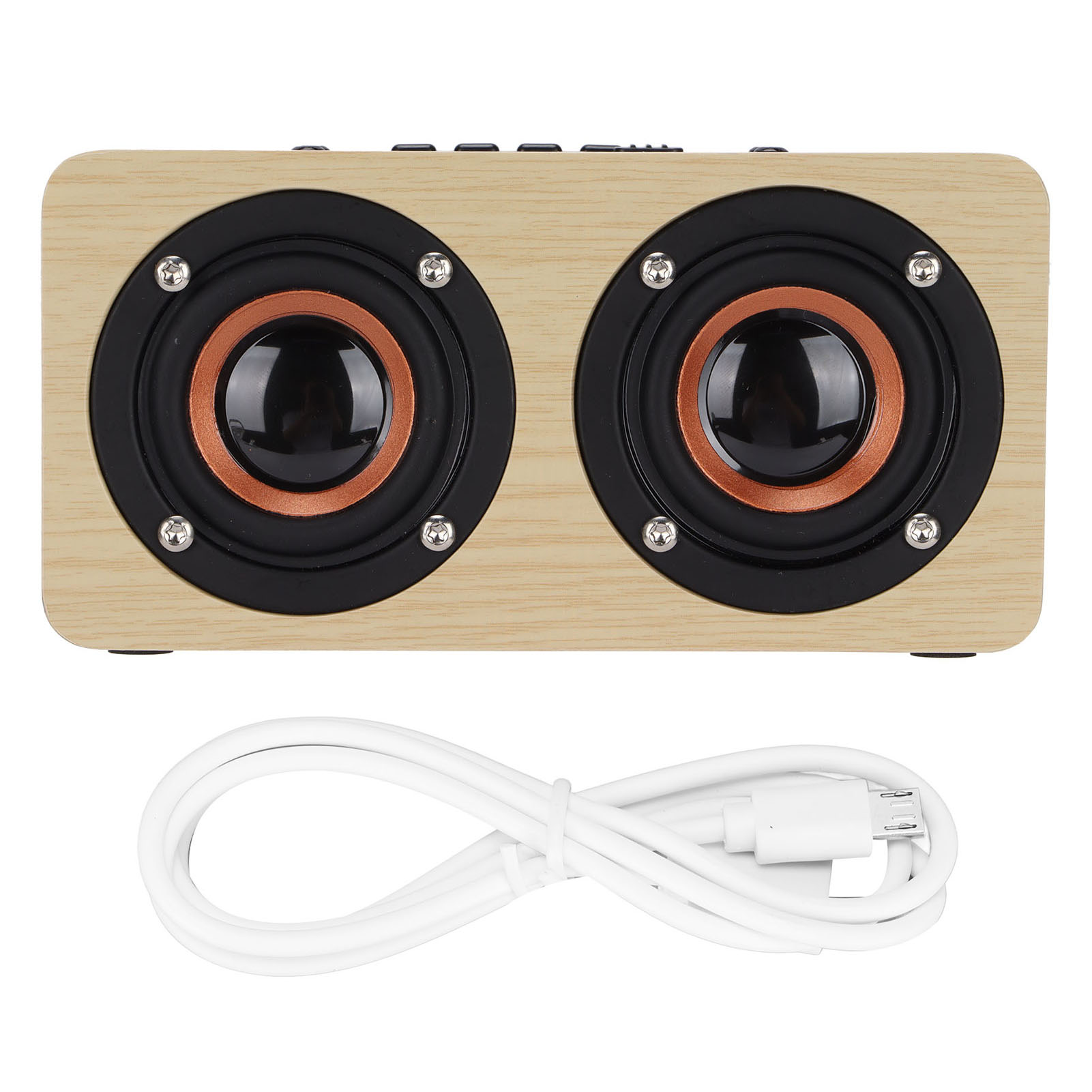 Kabelloser Retro-bluetooth-lautsprecher Mit Subwoofer Und Stereo-aux-eingang Für Tablets Und Heimgebrauch – Bambus-holzoptik – Maserung
