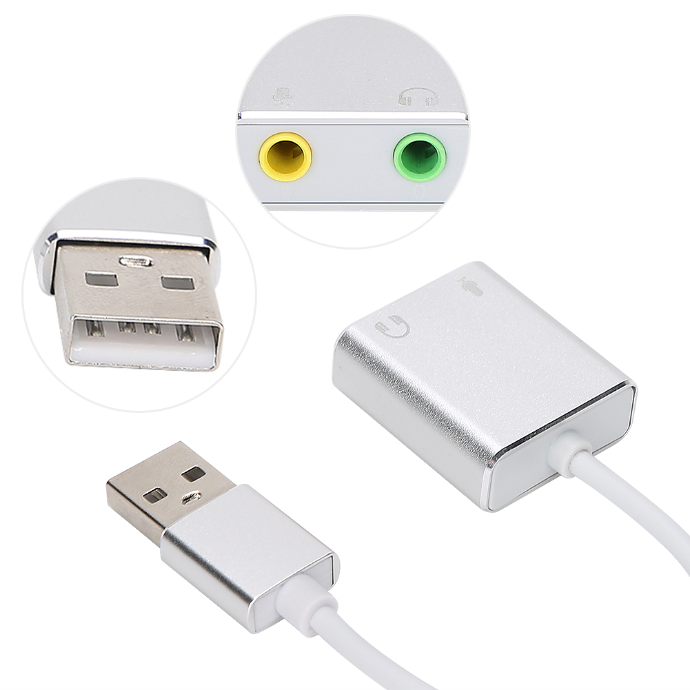 Externe Usb-2.0-soundkarte, 7.1-kanal-3d-virtual-audio-adapter, 3,5-mm-klinkenanschluss Für Smartphone, Pc Und Laptop