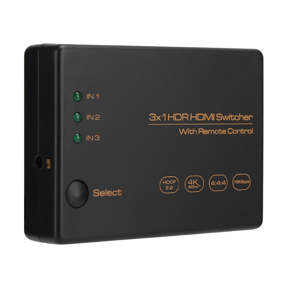 3-port 3x1 Hdmi Hdr-switch, 4k 60hz-umschaltgerät Mit Fernbedienung, 3 Eingänge, 1 Ausgang