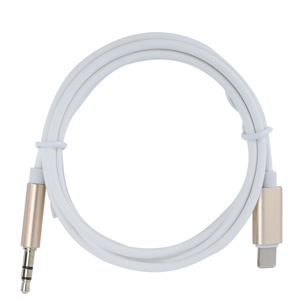 Tragbares Auto-audiokabel Mit Adapter Für Ios-anschluss Auf 3,5-mm-aux-buchse Für Ios/7/8/x (gold Und Weiß, Mit Verpackung)