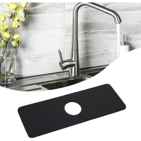 Bunthaus Kieselgur-wasserhahnmatte, Schnell Trocknende, Saugfähige Matte Hinter Dem Wasserhahn Für Badezimmer, Küche, Bar, Wohnmobil, 38,1 X 13,7 Cm (schwarz)