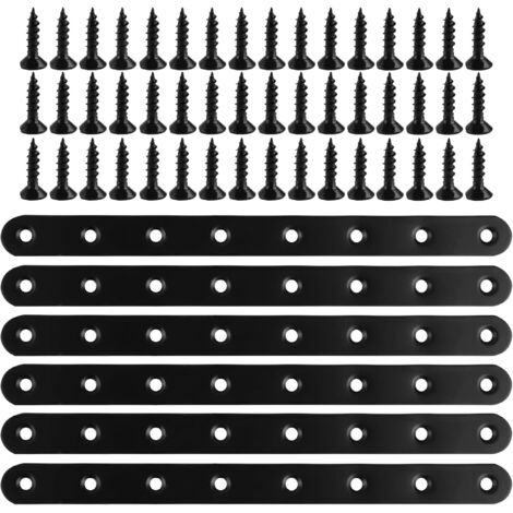 Bunthaus Stück Schwarze Lochplatten-flachverbinder, Lochplattenhalterung, 244 X 20 X 3 Mm, Metall-befestigungsplatte, Flache Halterung, Flache Halterungen, Unterstützung Für Die Befestigung Von Möbeln