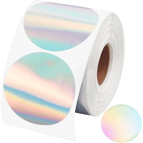 Bunthaus 150 Stück Holografische Kreisförmige Thermoaufkleber 5 Cm Selbstklebende Runde Direkte Thermoetiketten Für Thermodrucker Thermoetiketten Für Diy-geschenke Dekor
