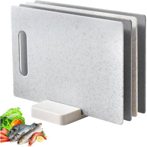 Bunthaus Schneidebretter, 4-teiliges Schneidebrett Mit Halter, Kunststoff-schneidebrett-set, Rutschfestes Schneidebrett Mit Griffen, Frühstücksbrett Für Fleisch, Gemüse, Obst