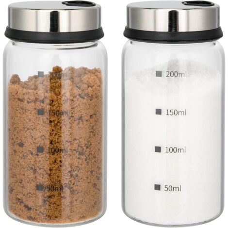 Bunthaus Stück Gewürzdosen, Borosilikatglas-gewürzdosen, 200 Ml Vorratsdose Mit Drehbarem Deckel Für Gewürze Oder Salze In Der Küche Oder Beim Grillen Im Freien (6 X 12,5 Cm)