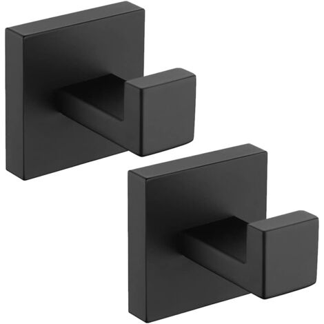 Bunthaus Badezimmer-hardware, Handtuchhaken, Mattschwarz, Garderobenhaken, Robust, Quadratisch, Für Badezimmer, Küche, Garage, Haken Aus Edelstahl 304, Wandmontage, 2 Stück