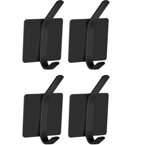 Bunthaus Klebehaken Aus Edelstahl, 4 Stück, Badezimmer-wandhaken Ohne Bohren, Küchenhandtuchhaken, Selbstklebender Haken, Haken Und Kleiderhaken Für Zuhause, Wandgarderobe, Schwarz