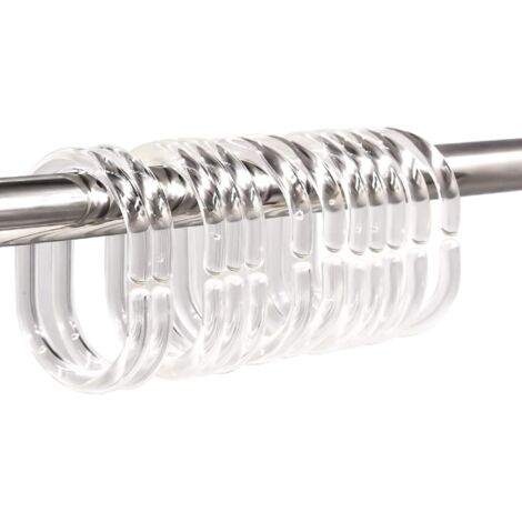 Bunthaus 12 Stück Kunststoff-duschvorhangringe, Duschvorhanghaken, C-förmige Ringe, Badvorhang-aufhängehaken, Vorhangschnalle, Schiebeclip, Badezimmer-duschfensterstange (transparent)