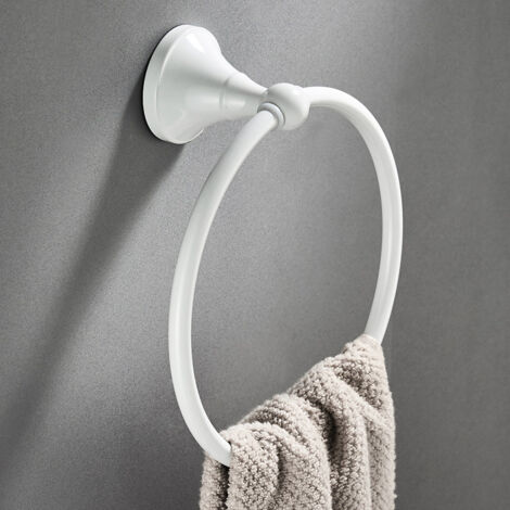 Bunthaus Handtuchring Aus Messing, Weißes Finish, Hängender Halter Für Badezimmerzubehör, Wandmontage
