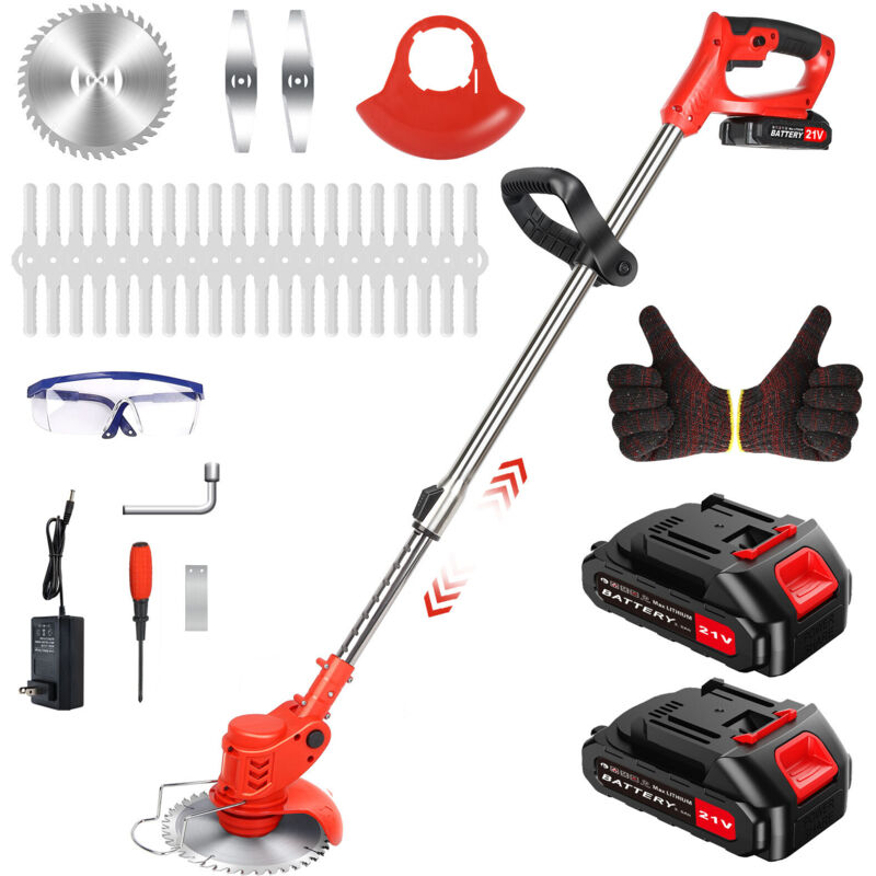 21v Akku-freischneider/kantenschneider Mit 2 X 2000mah Akkus, 3 Klingentypen, Teleskopstiel, Elektrischer Akku-freischneider/kantenschneider Für Garten Und Kurze Rasenflächen