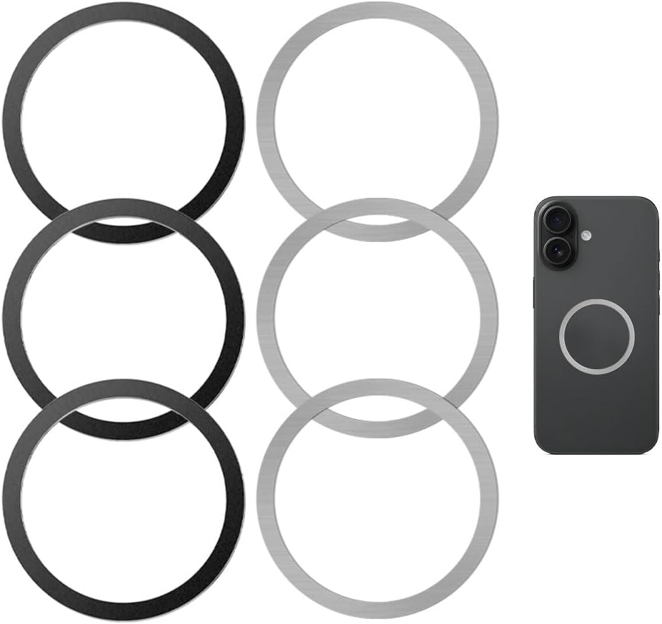 6er-pack Universelle Magnetische Handyaufkleber – Kompatibel Mit Magsafe Und Autohalterung – Silber Und Schwarz