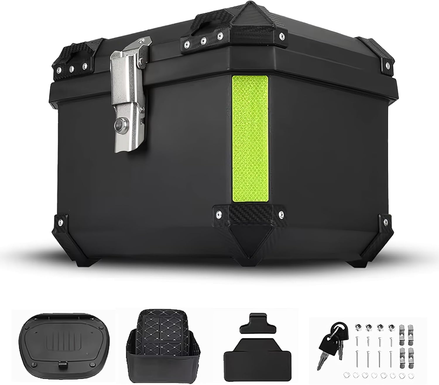 57l Abs-motorrad-topcase, Wasserdichter Motorrad-kofferraum, Motorrad-heckkoffer Mit Sicherheitsschloss Und Universeller Befestigungsplatte, Gepäck Für Helme Und Rollergepäck (57l)
