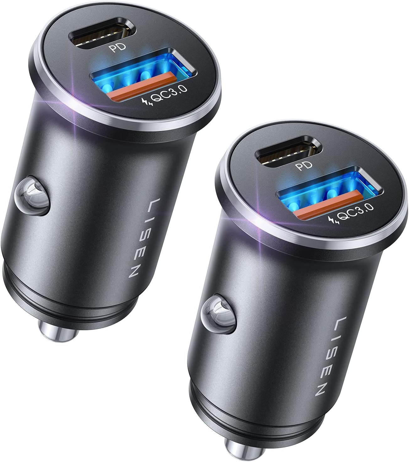54 W 2er-pack Usb-c-zigarettenanzünder, Zwei Schnelle Anschlüsse, Sicheres Usb-c-autoladegerät, 12-v-zigarettenanzünderbuchse Mit Iphone 17 Pro Max Air 16/15 Galaxy S25/s24 Ipad Airpods