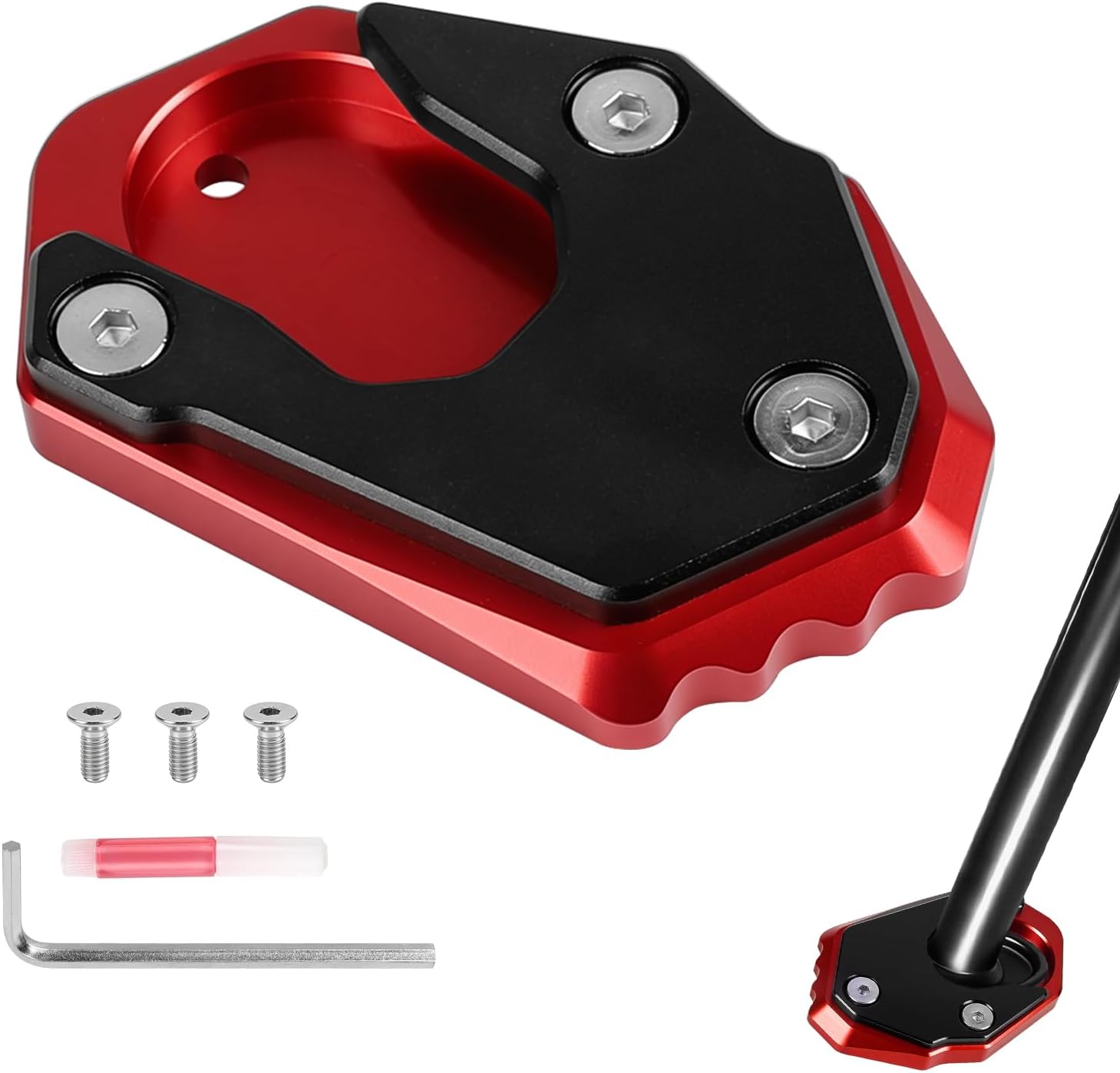 Cnc Aluminium Seitenständer Pad Motorrad Verlängerung Stützplatte Seitenständer Für Kawasaki Z650 Z900 Z900rs Z900se Z1000 Z1000sx Z800 Er-6n Er-6f Zx-6r Ninja 300 650 1000 1000sx, Rot