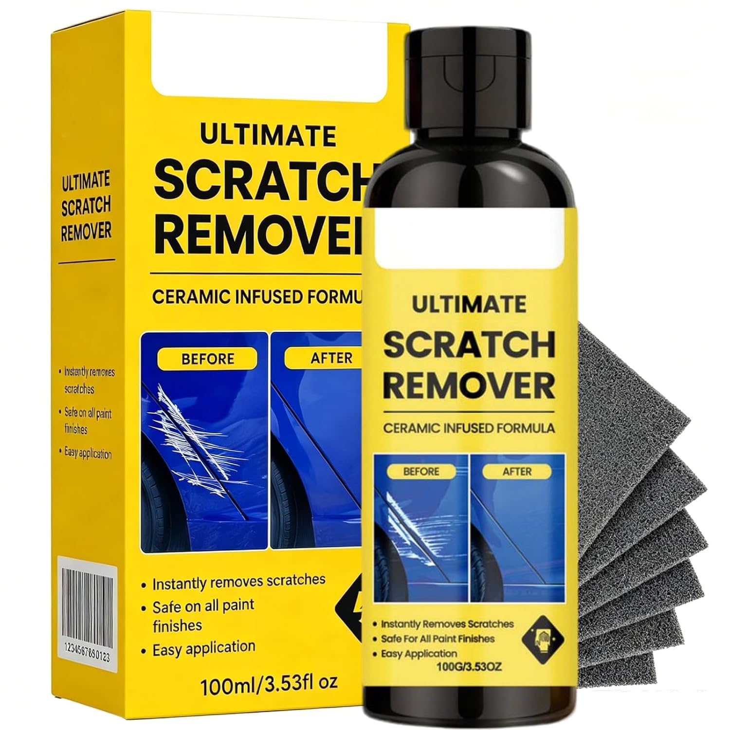 Nanopolix Kratzerentferner, Nurafix Anti-kratz-spray, Auto-kratzer-entferner, Nano Polix Auto-kratzer-entferner, Nanopolix-tuch Entfernt Tiefe Kratzer Von Der Karosserie (1 Set)