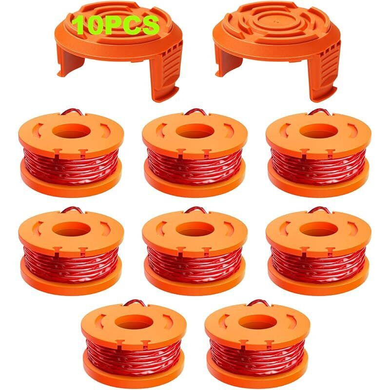 10 Stück Trimmerfaden, Kompatibel Mit Dem Trimmer, Ø 1,65 Mm & 3 M Spule Trimmerfaden, Ersatzspule Trimmerfaden Und Schutzkappe (8 Trimmerfäden, 2 Kappen)