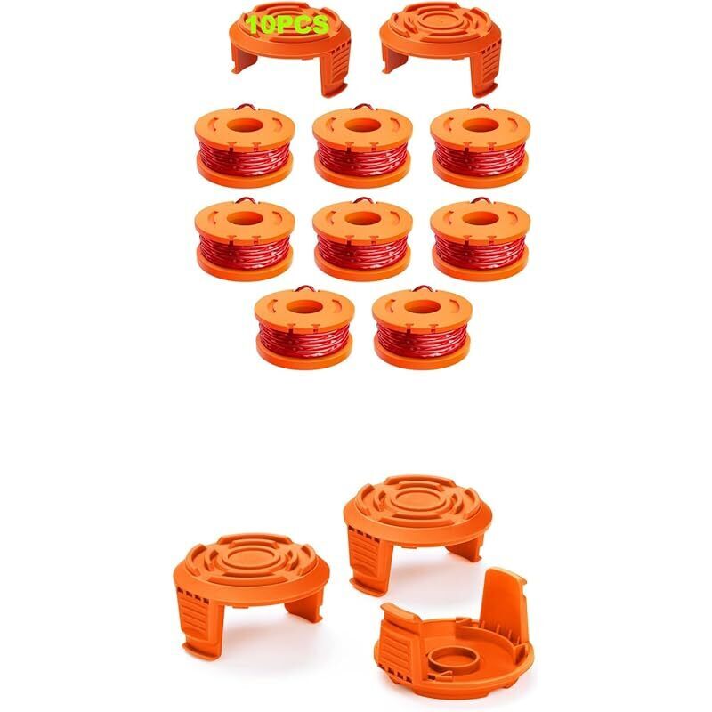 Packung Mit 8 Trimmerfadenspulen Und 5 Schutzkappen Für Worx 20v, 1,65 Mm X 3 M Faden, Ersatzkappen Kompatibel Mit Worx Wg-modellen