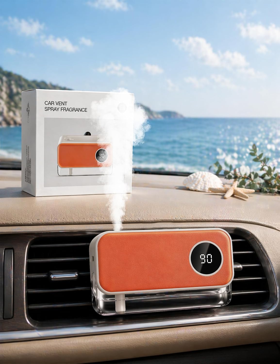 Elektrischer Auto-lufterfrischer Zur Belüftung, Auto-diffusor Mit 20 Ml Meeresparfüm, Ultraschall-sprüher, 3 Diffusionsmodi, Automatisches Ein-/ausschalten, Wiederaufladbarer Akku, Cfk 470
