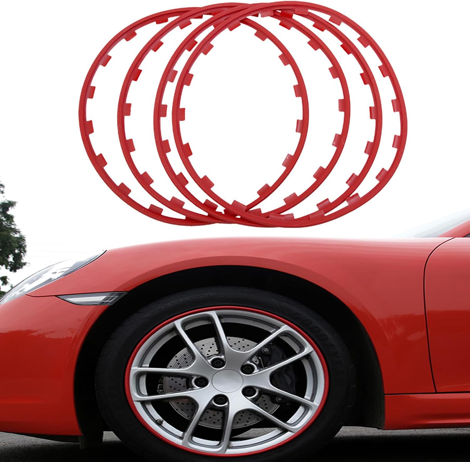 Auto-felgenschutzring, Set Mit 4 Radkanten-felgenschutz, Hergestellt Aus Hochwertigem Nylon, Dieser Felgenschutz Passt Für Die Meisten Berl (größe: 21 Zoll, Farbe: Rot)