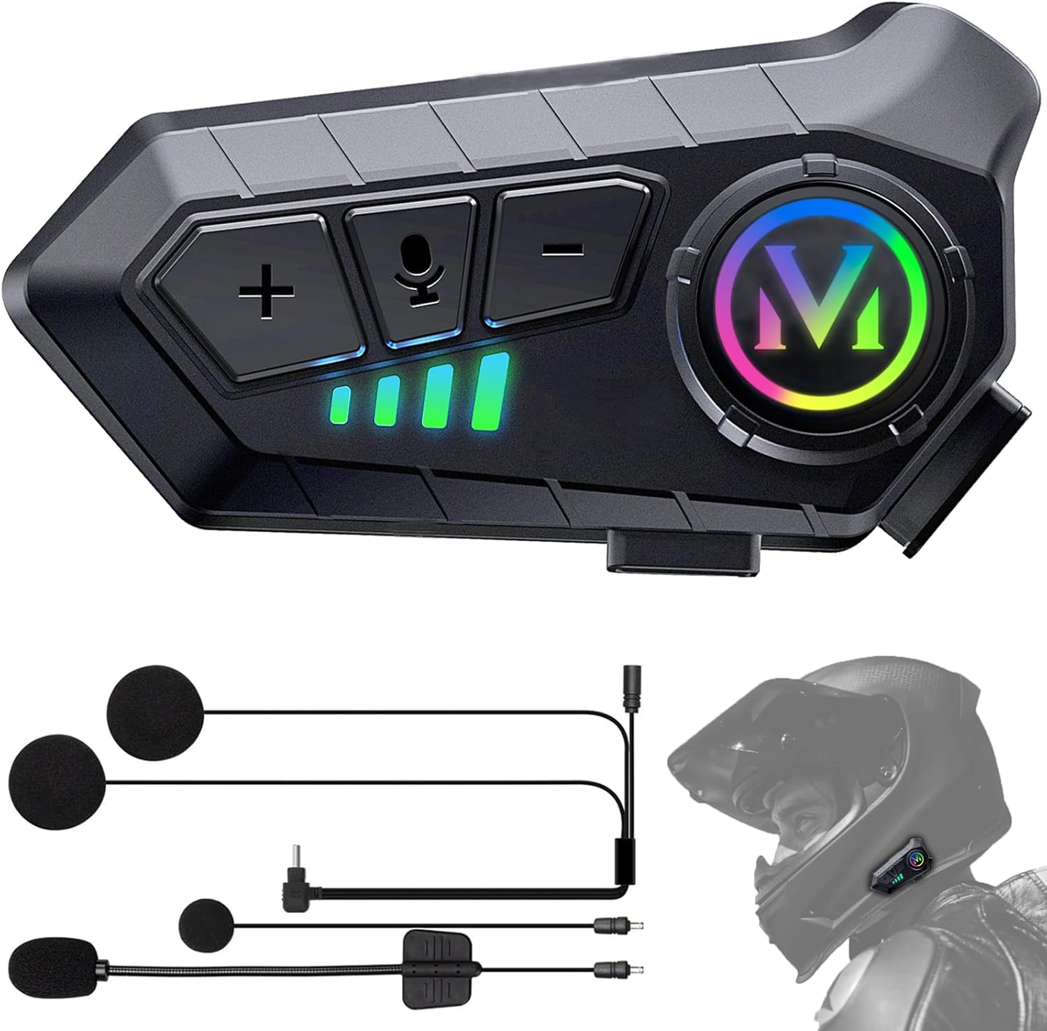 Motorradhelm-kopfhörer – Außergewöhnliche Akkulaufzeit, Motorrad-freisprecheinrichtung Mit Hifi-lautsprecher-mikrofon, Weich/hart, Intelligente Geräuschunterdrückung, Wasserdicht Ipx6/automatische Ant