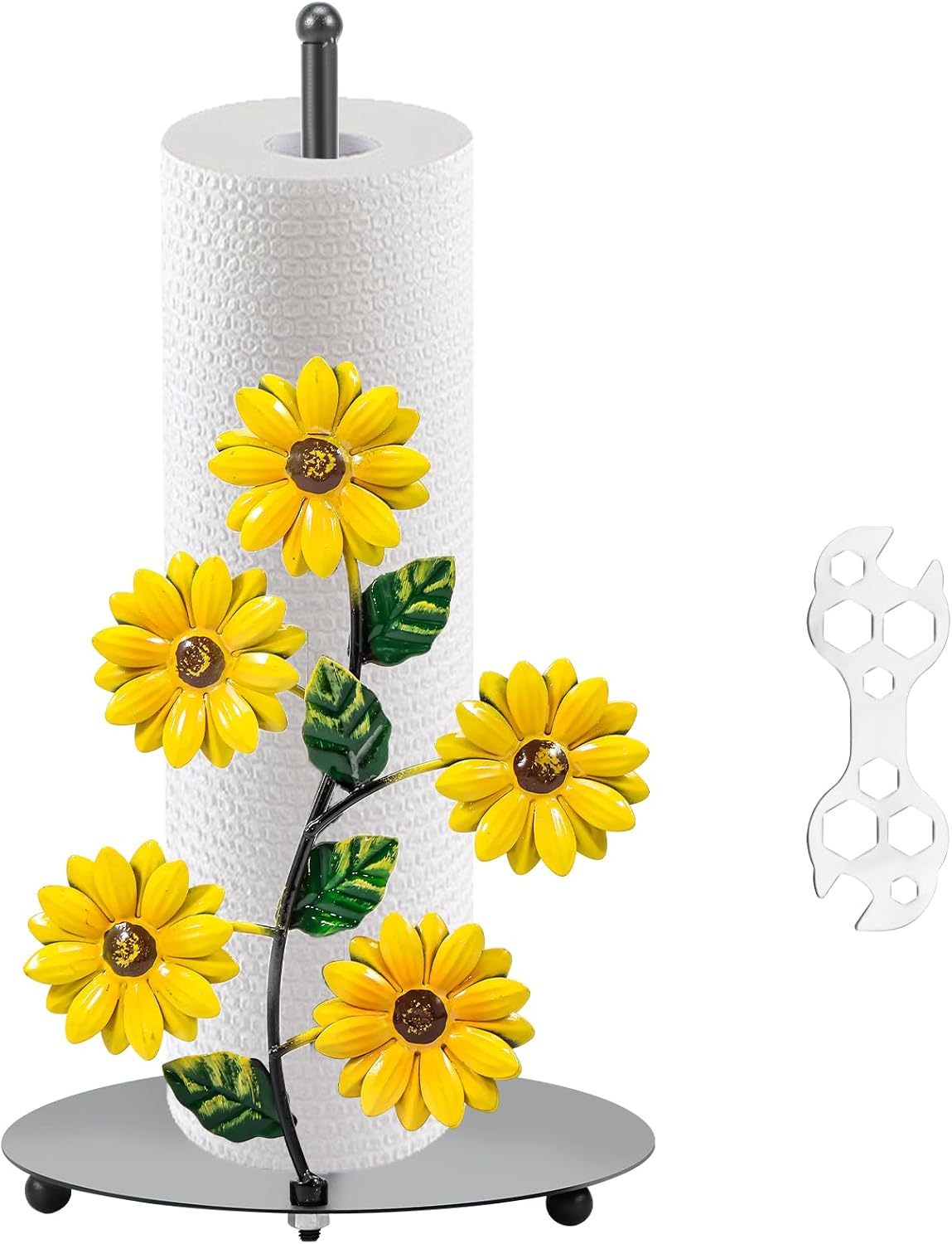 Ccykxa33 Cm Küchenrollenhalter Aus Freistehendem Eisen Mit Sonnenblumenmuster – Warm Und Freundlich – Wohnaccessoires
