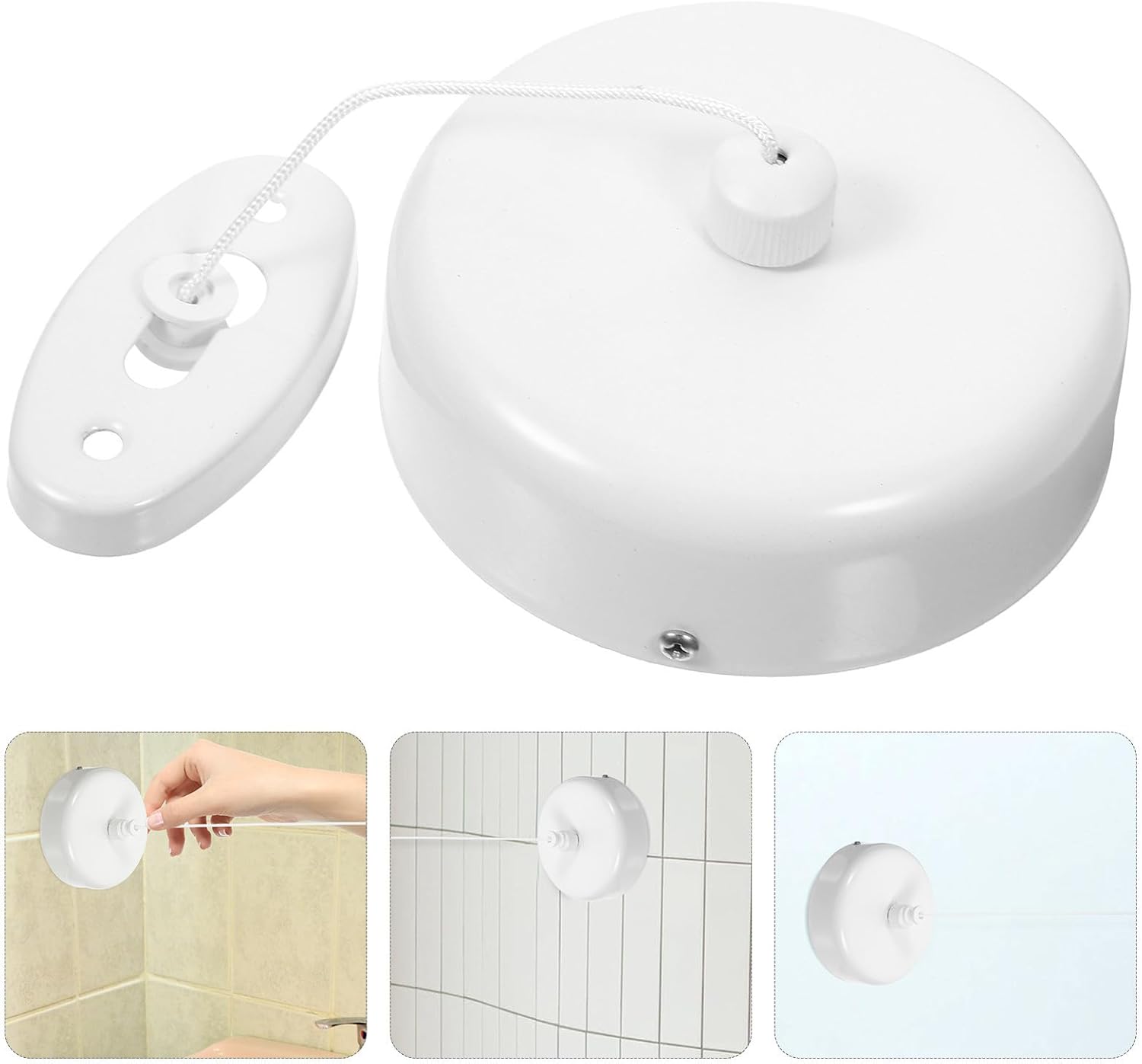 Ccykxameter Lange, Einziehbare Wandwäscheleine Aus Leichtem Nylon Mit Weißem Edelstahlfuß Für Schnelles Trocknen In Hotels Und Badezimmern.